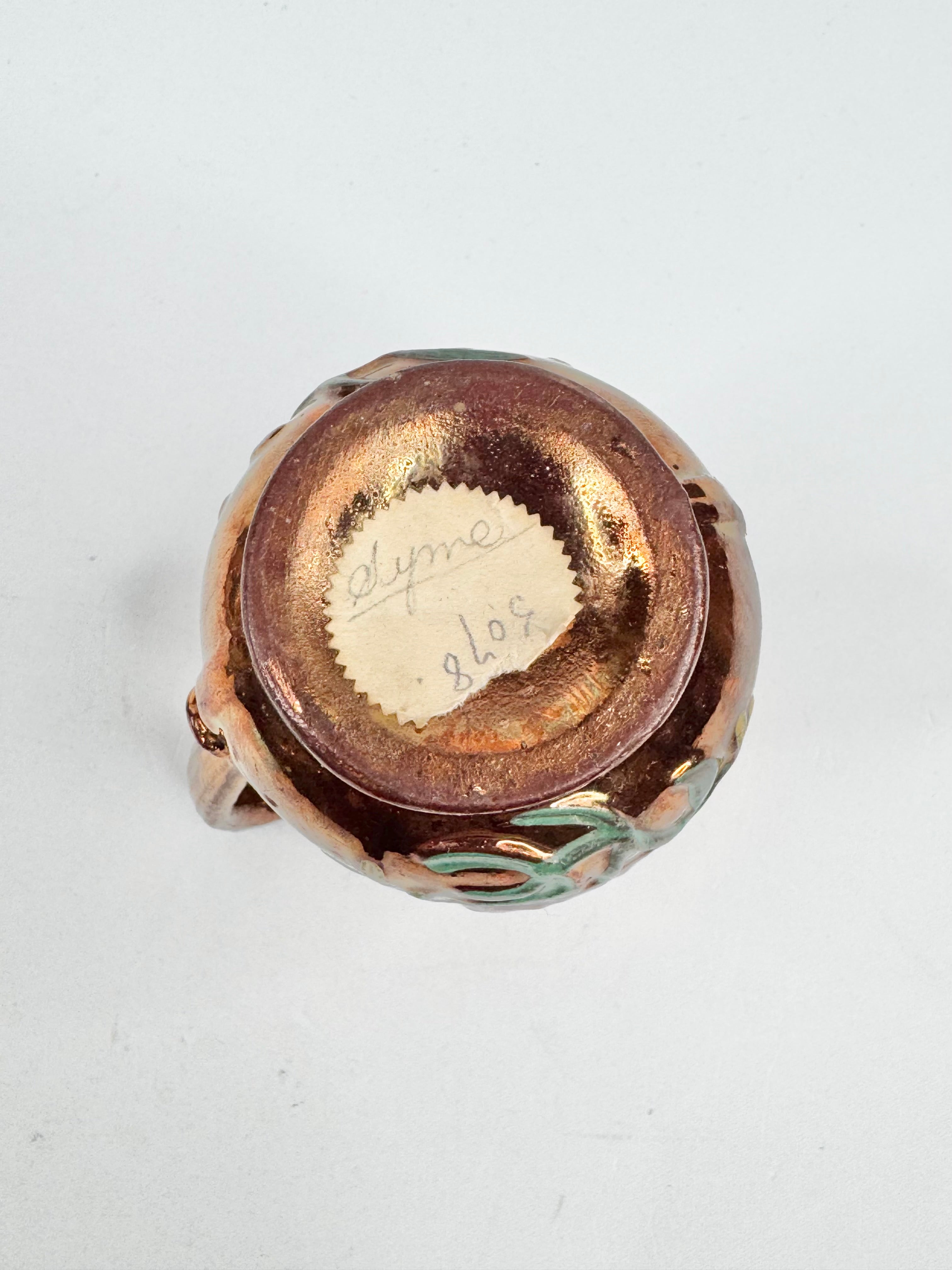 Vintage Copper Lusterware Floral Pitcher