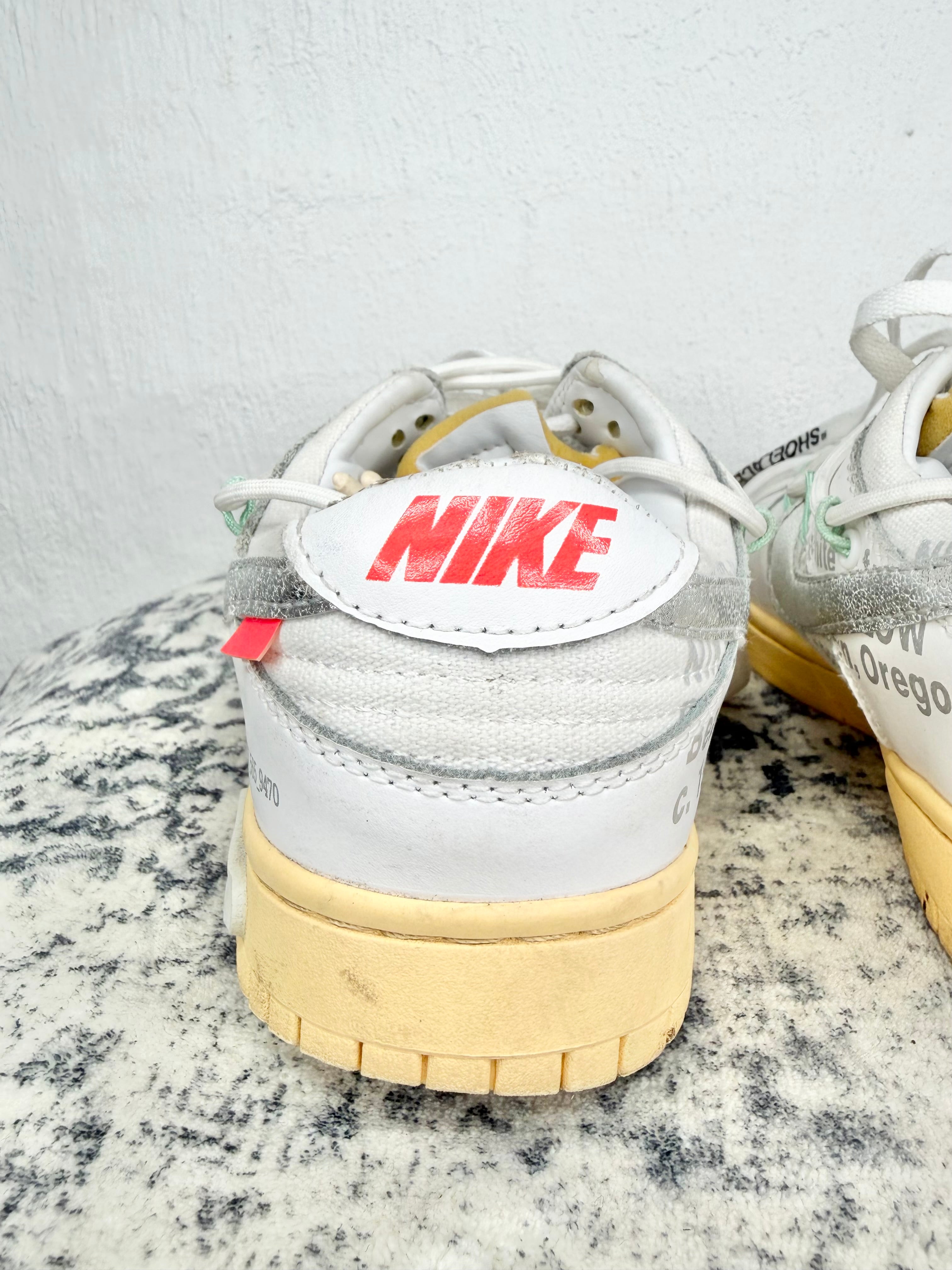Off-White x Nike Dunk Low "01 OF 50" Tripe White Sneakers - EU41