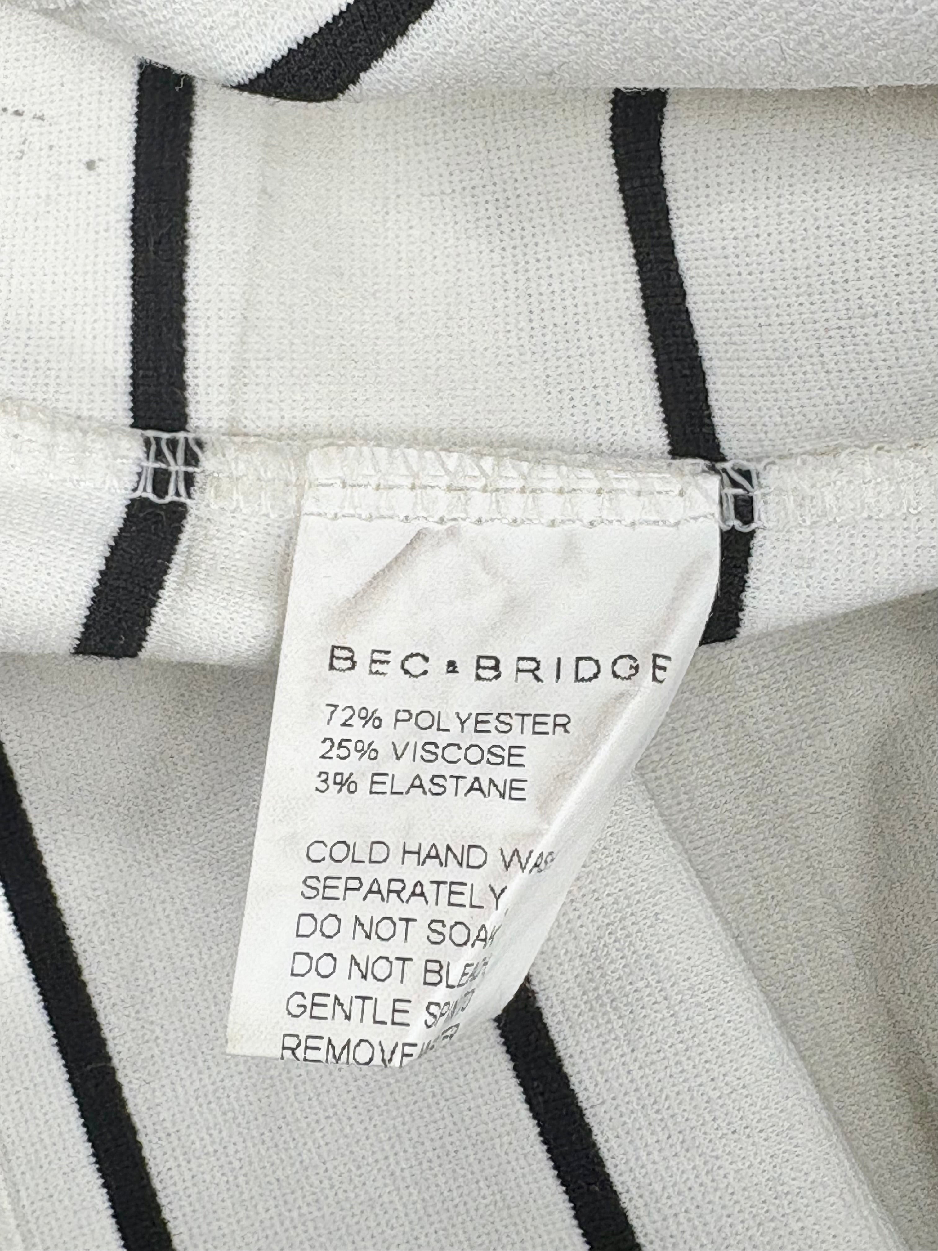 Bec + Bridge White & Black Striped Halter-Neck Bodycon Dress - AU8