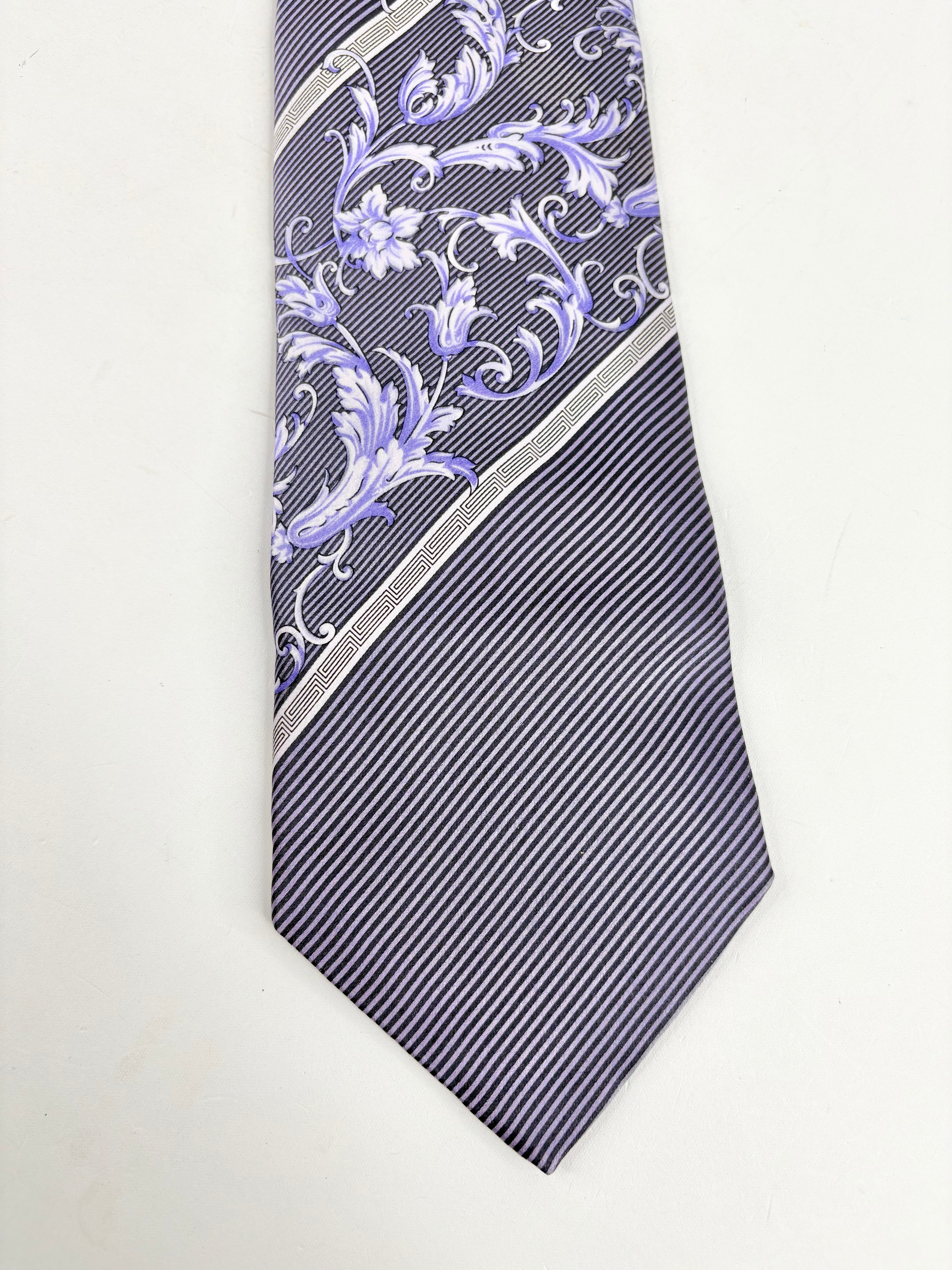 Versace Purple Striped Baroque Silk Tie