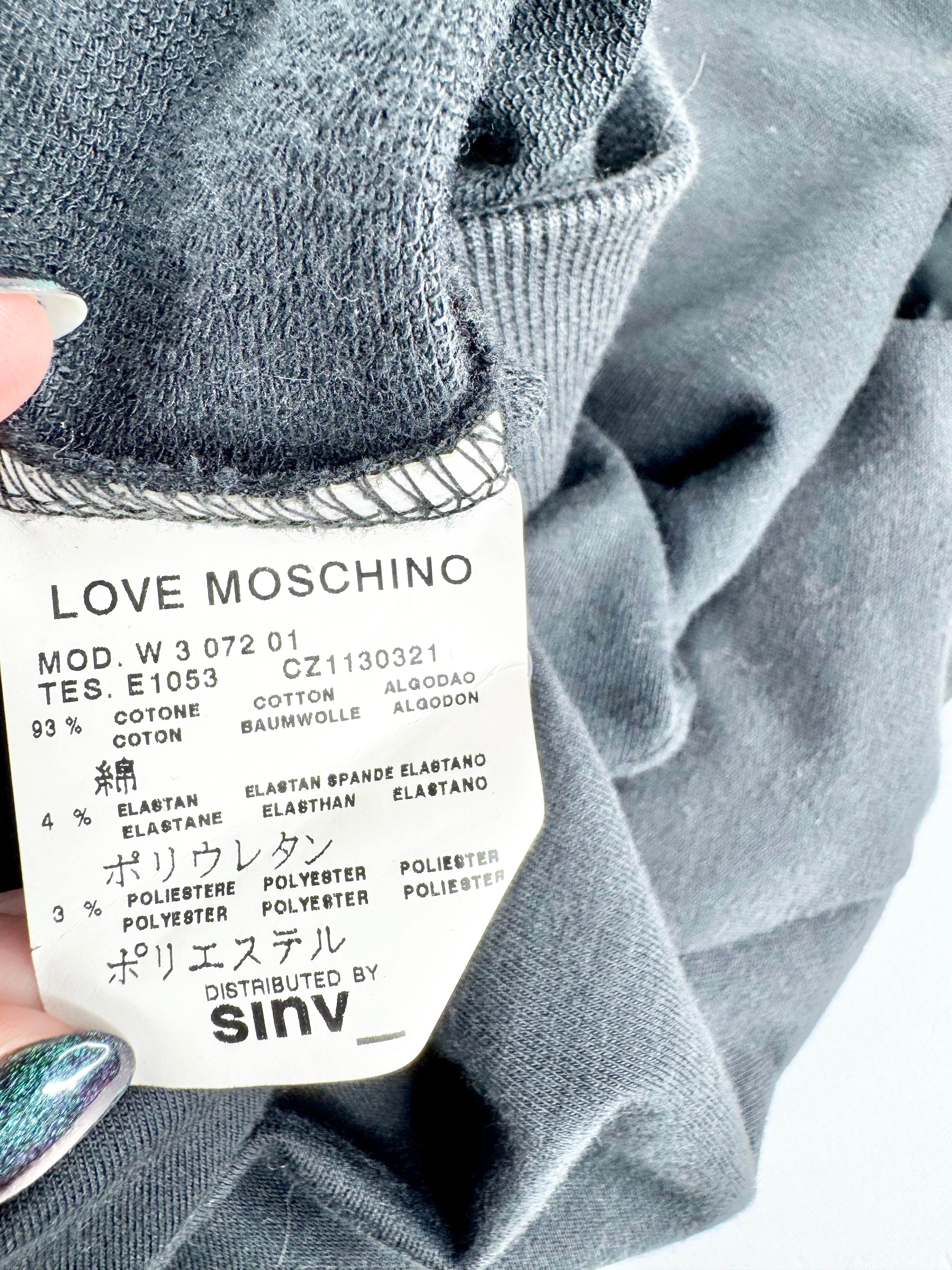 Love Moschino Black Puff Sleeve Black Zippered Hoodie - AU10