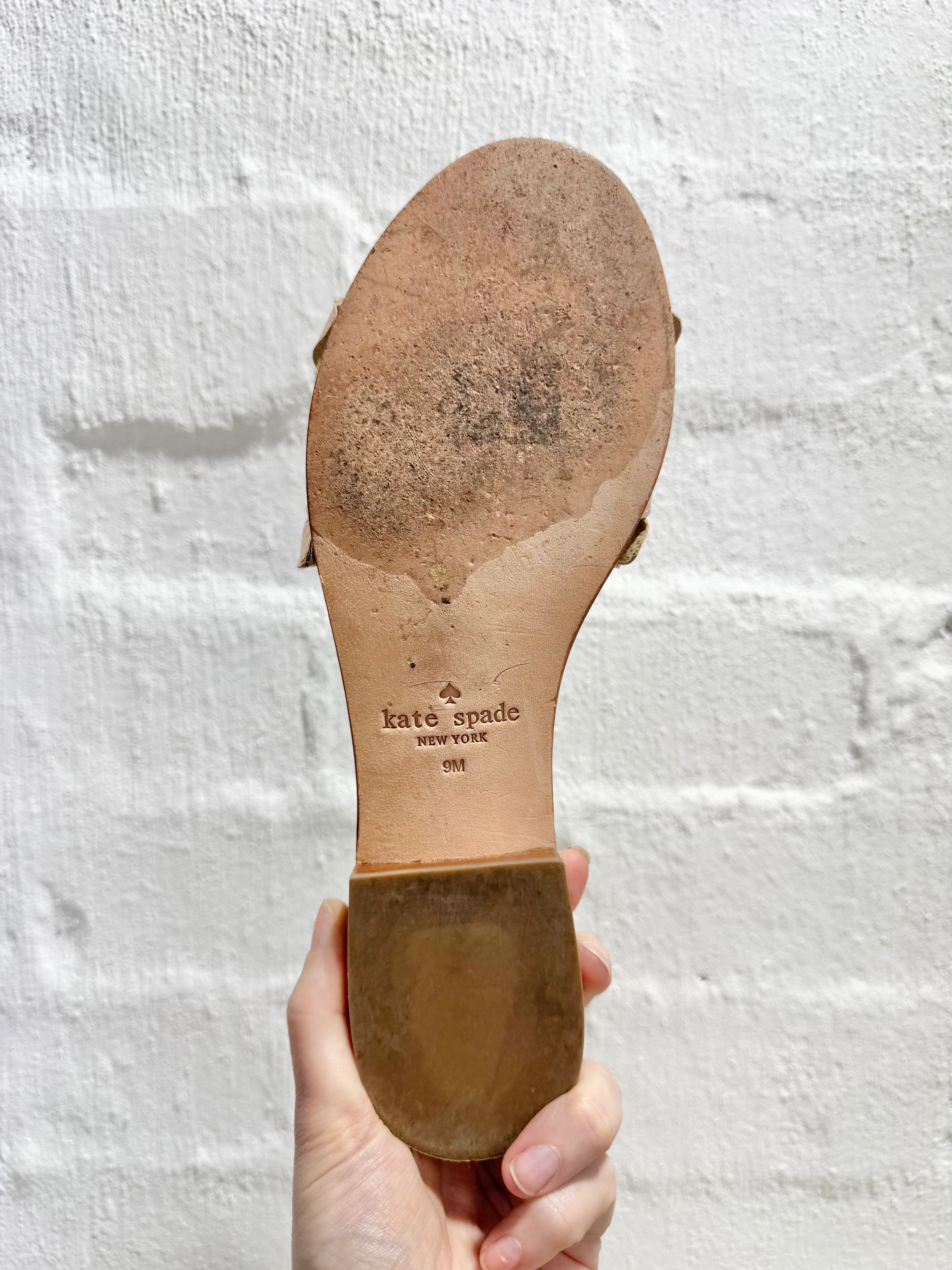 Kate Spade Rose Gold Frill Embellished Slides - EU42