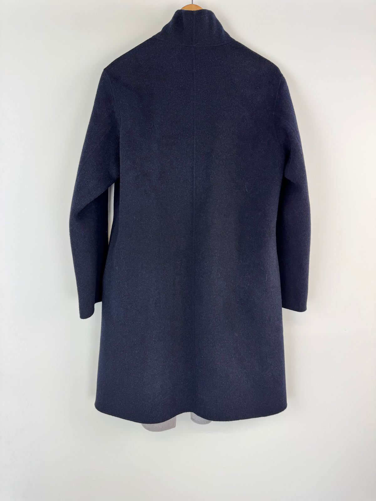 Emporio Armani Navy Blue & Grey Wool & Cashmere Coat - AU10