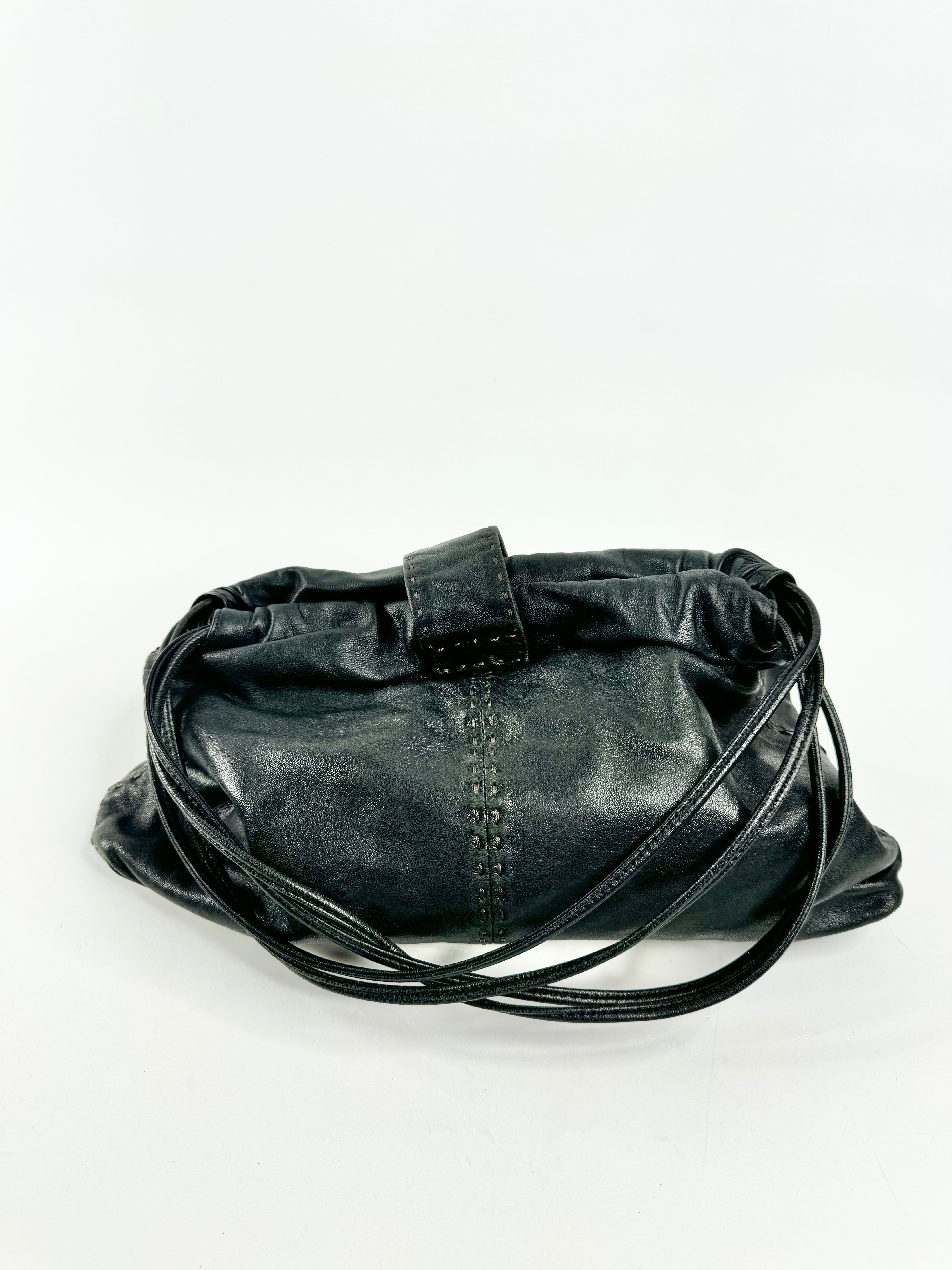 Oroton Buttery Black Leather Bag