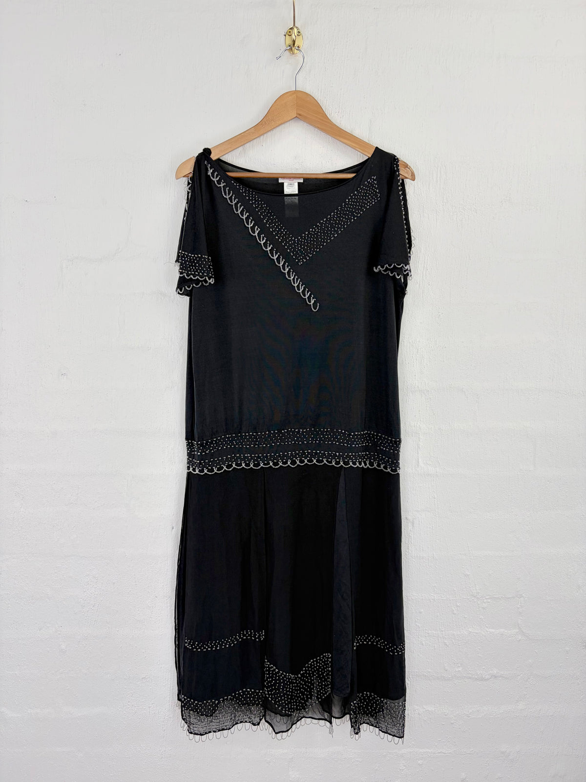 Vintage 90s Christian Lacroix 'Bazar' Black Mesh Beaded Midi Dress - AU16/18