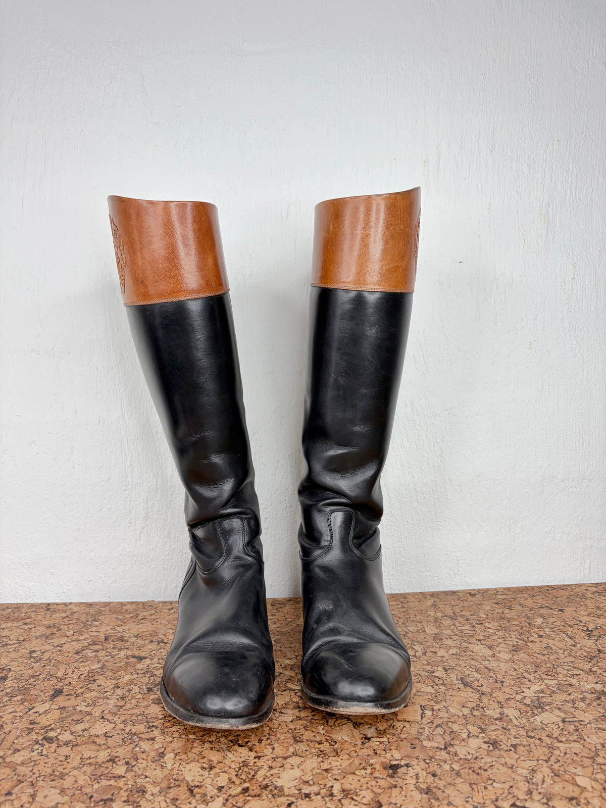Alberto Fasciani Black & Tan Leather Riding Boots - EU39
