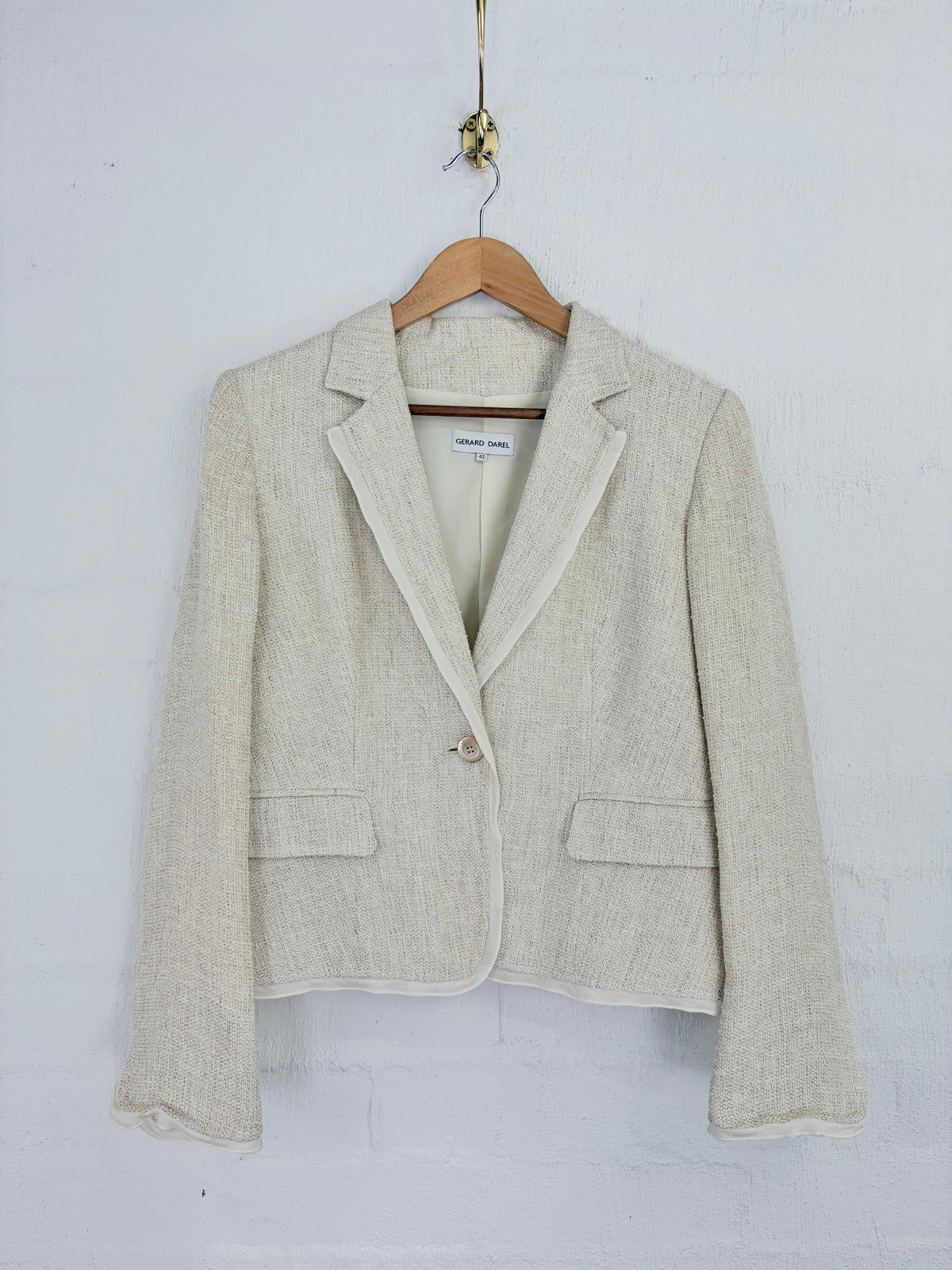 Gerard Darel Cream & Silver Crop Fit Blazer - AU10/12