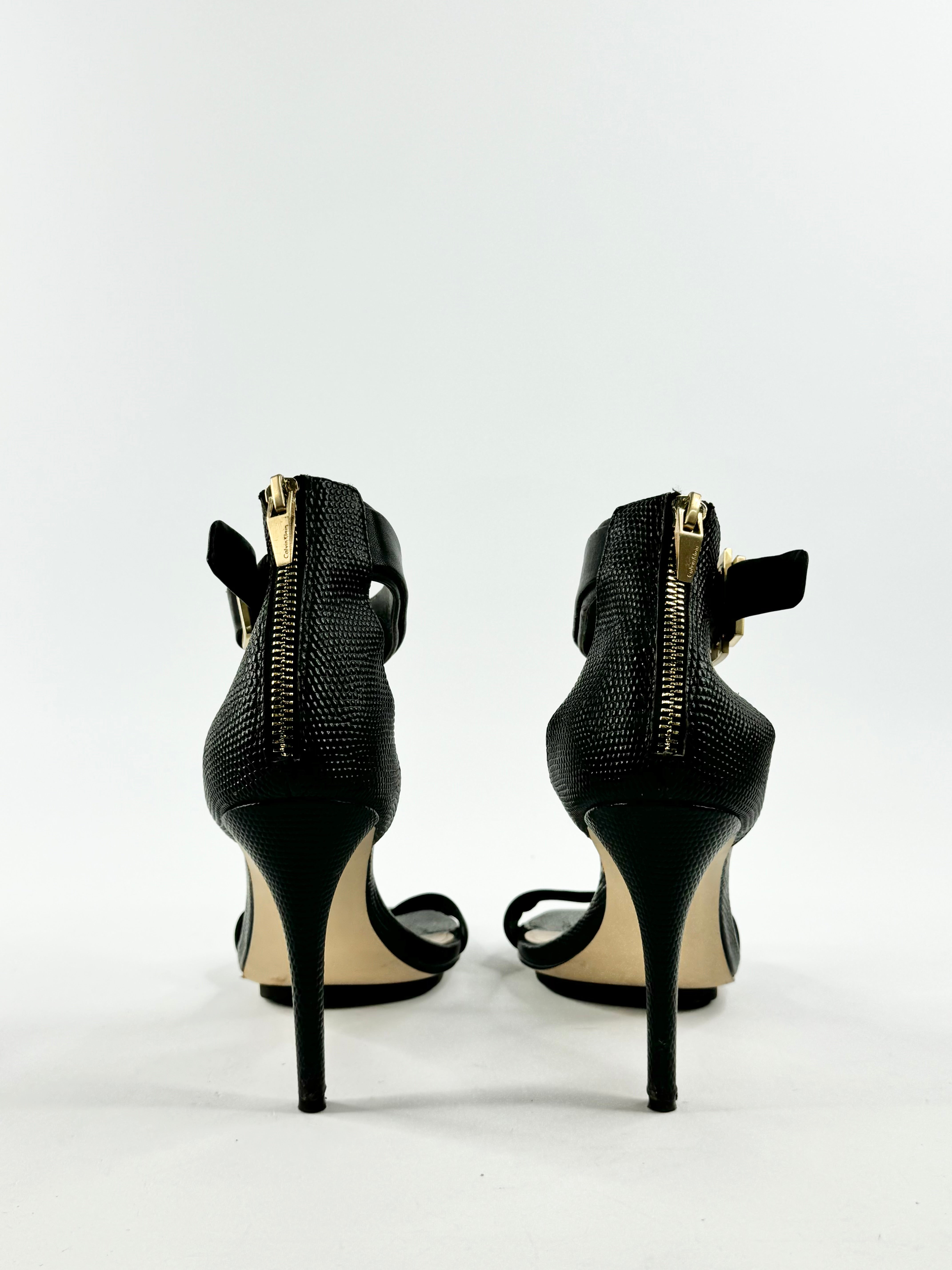 Calvin Klein Black Lizard Texture 'Sable' Stilettos - EU38