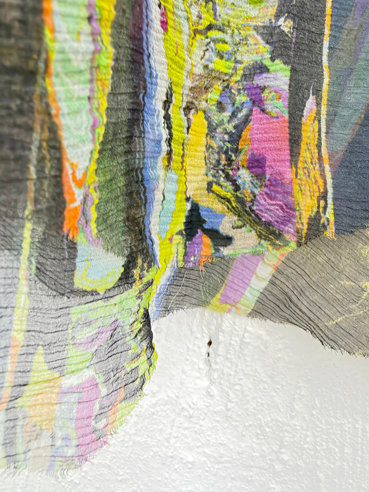 Dries Van Noten Sheer Green & Black Patterned Asymmetrical Silk Skirt - AU10/12