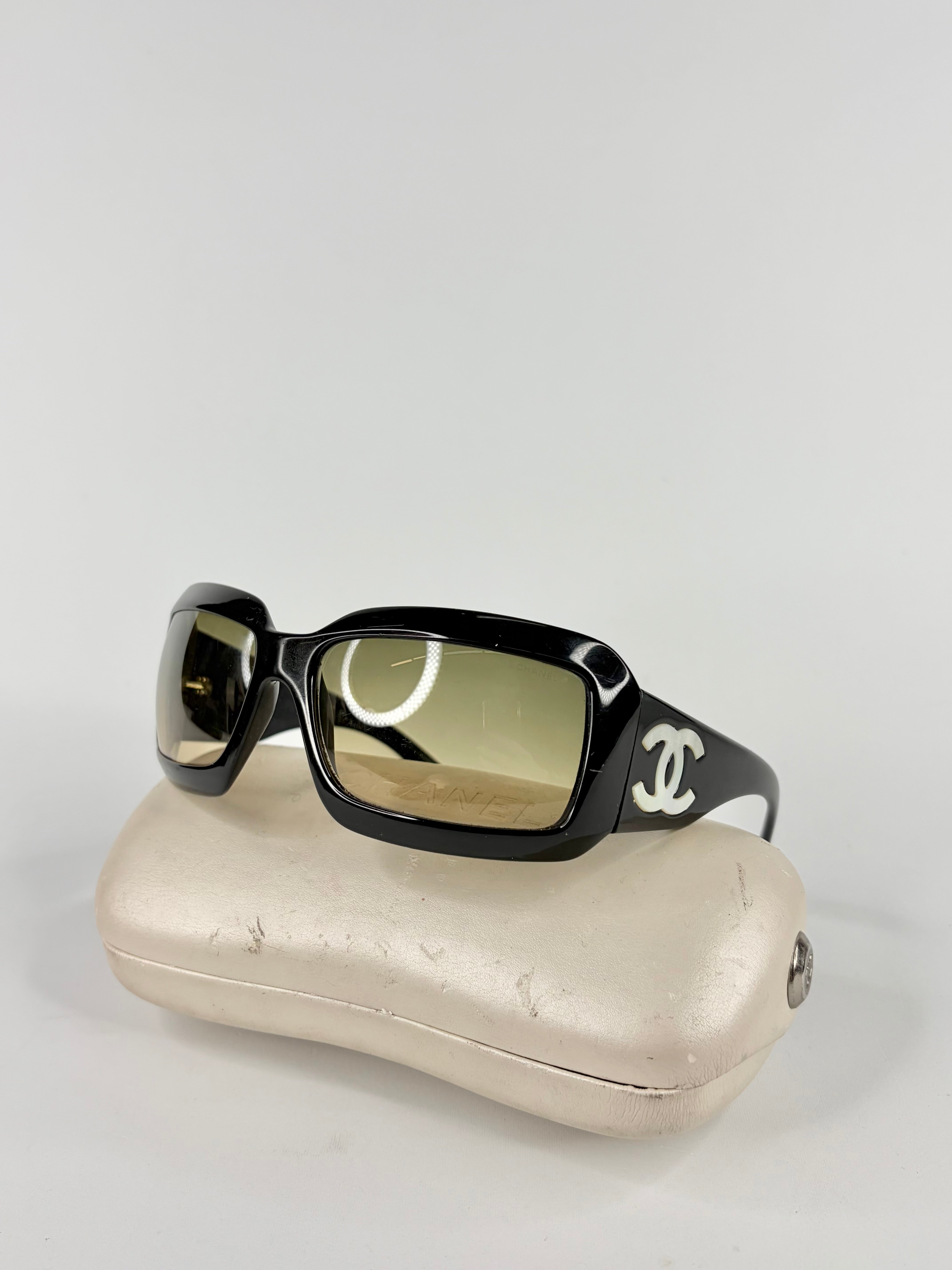 Chanel Mother of Pearl Detail Black Sunglasses