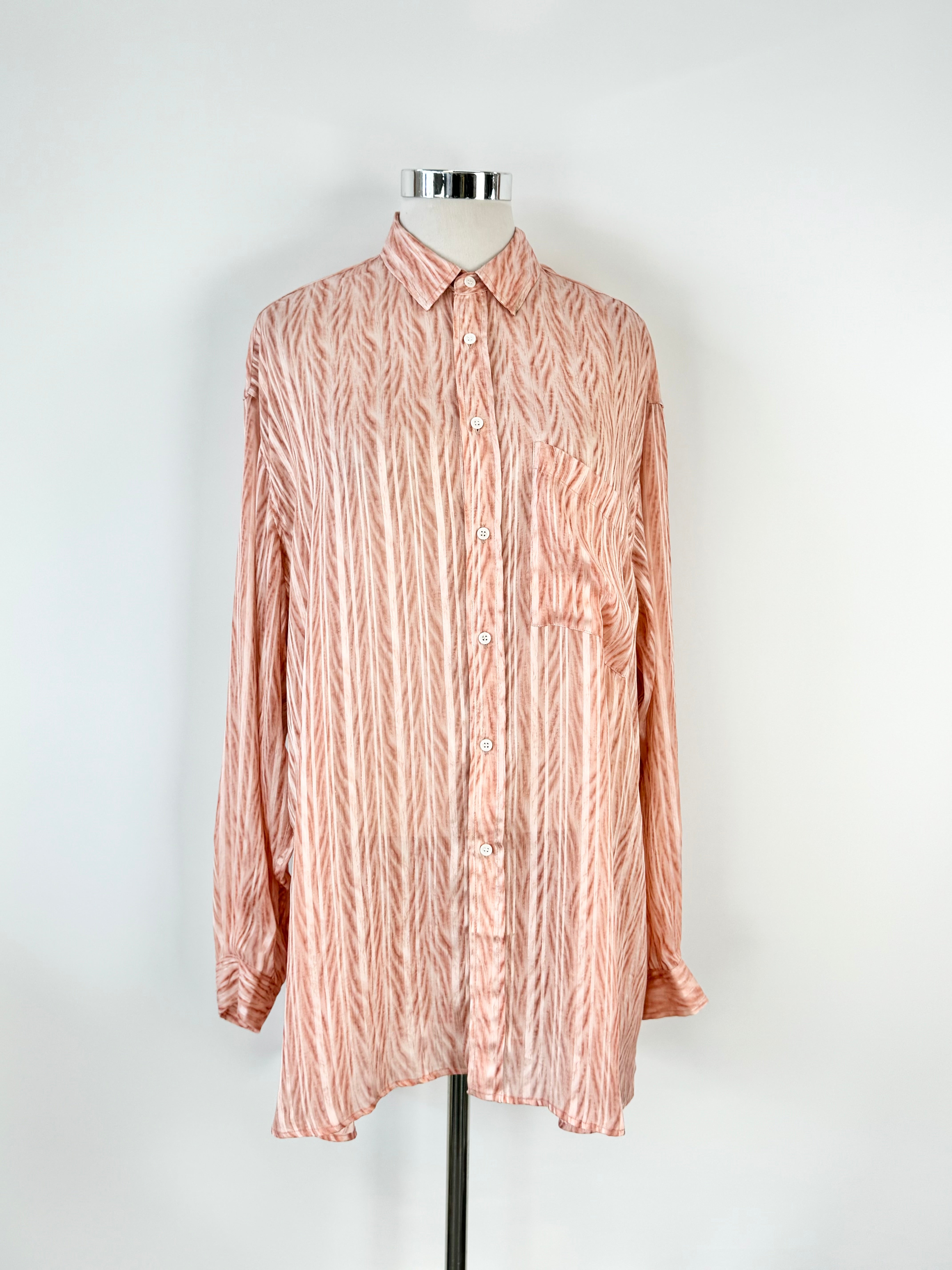 Blanca Soft Peach Striped Sheer Shirt - AU8/10/12