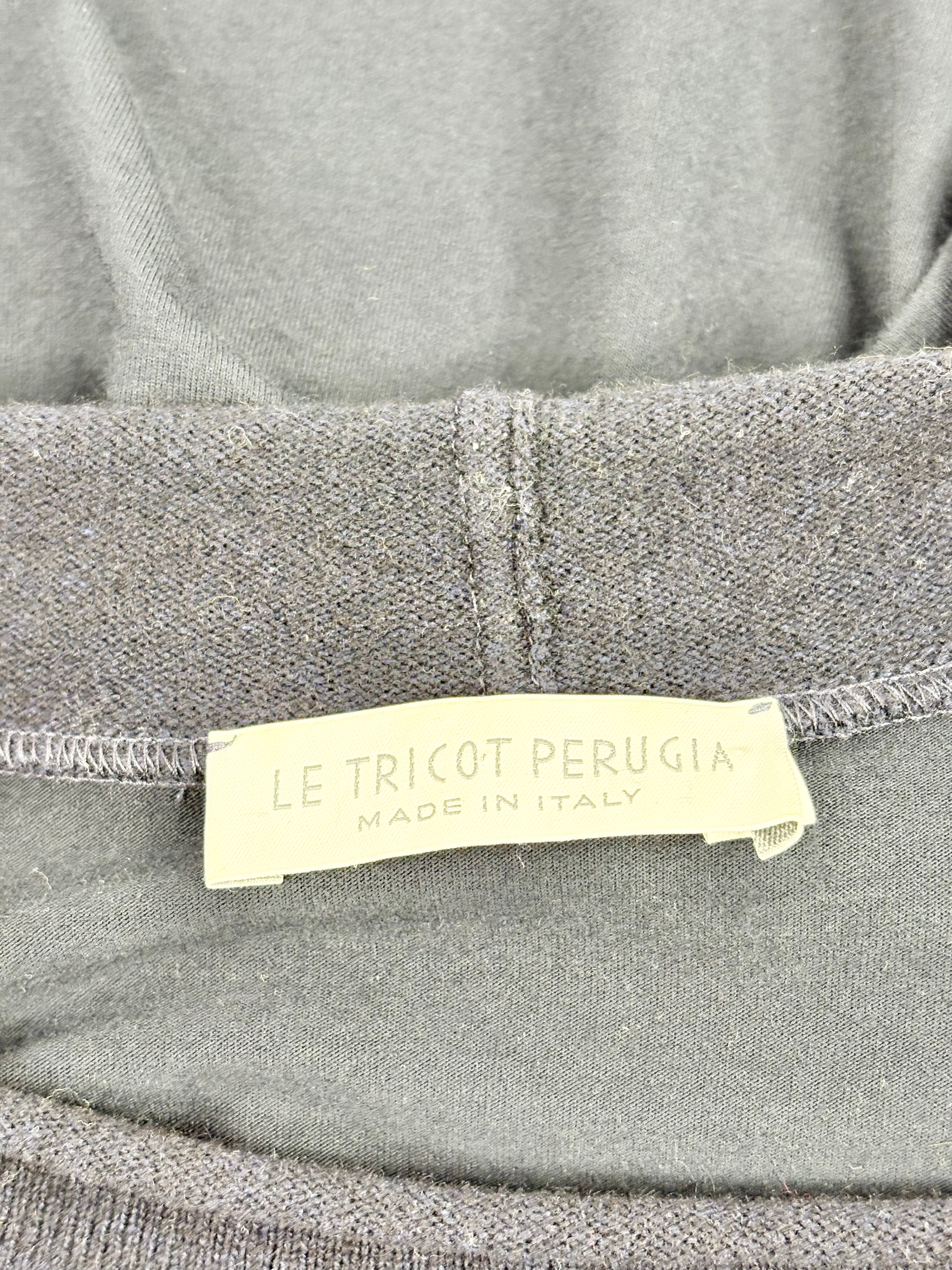 Le Tricot Perugia Navy Blue Silk Top - AU12/14