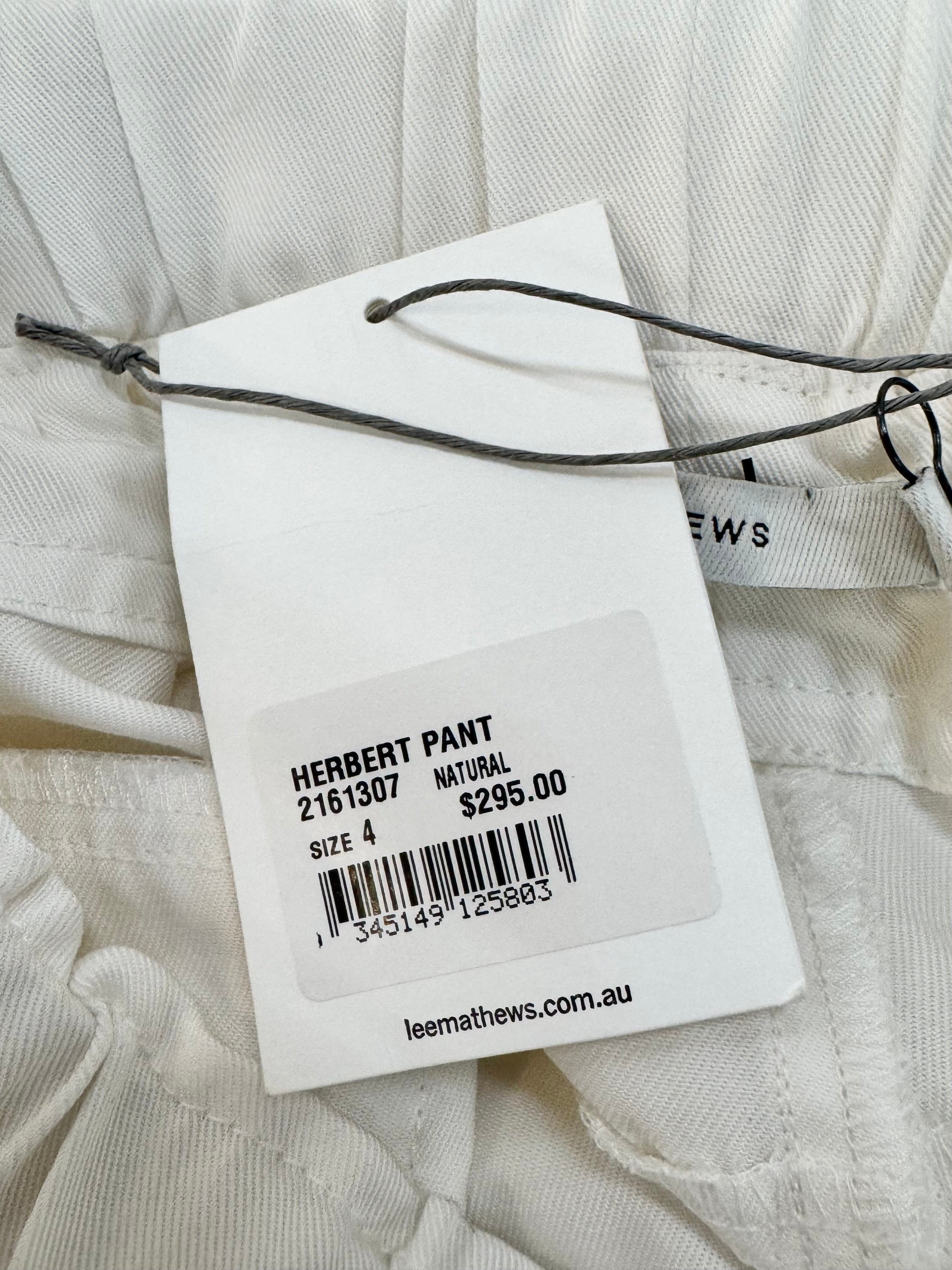 Lee Mathews White 'Herbert' Pants NWT - AU14