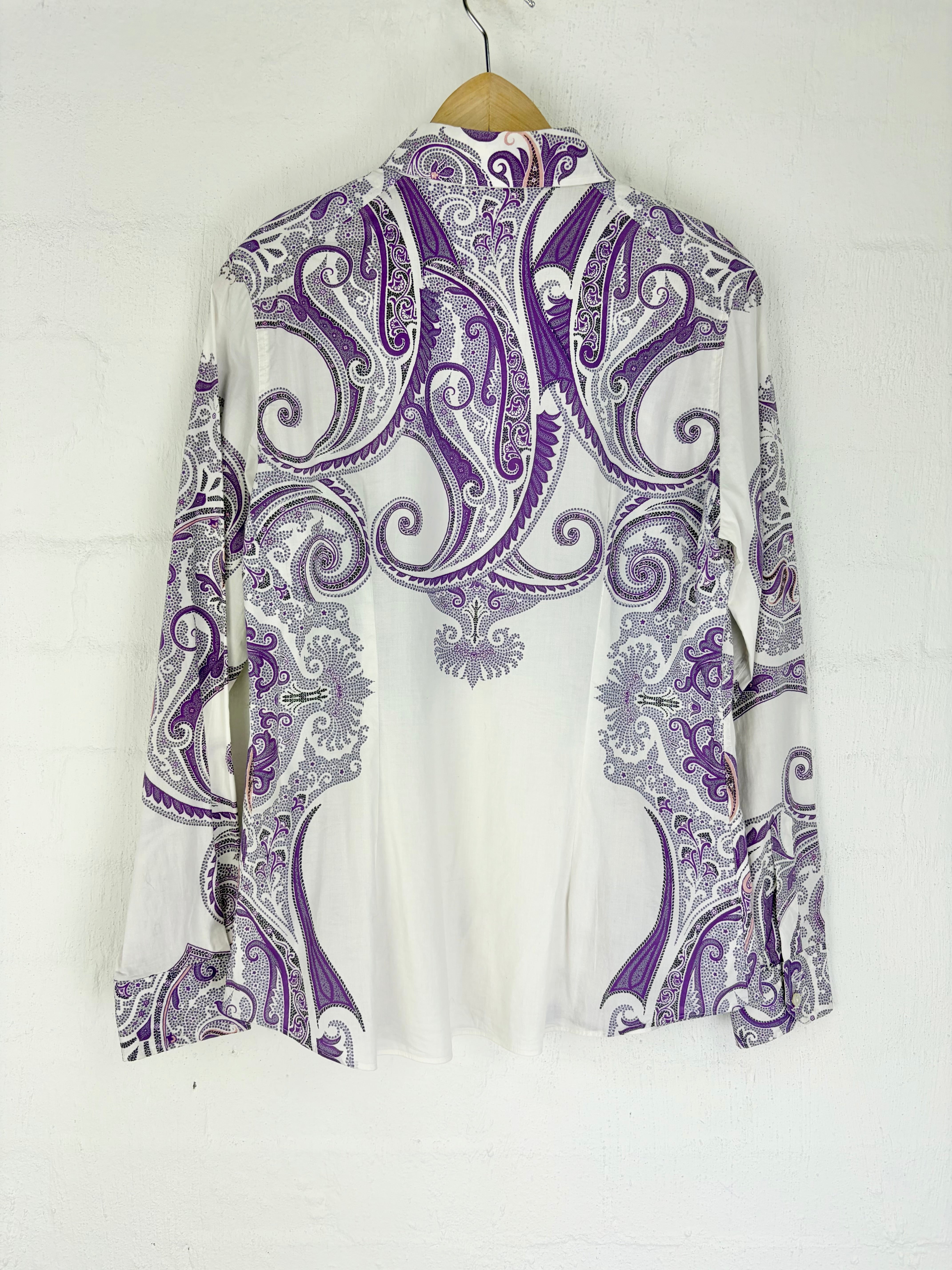 Etro White & Violet Paisley Pattern Shirt - 48