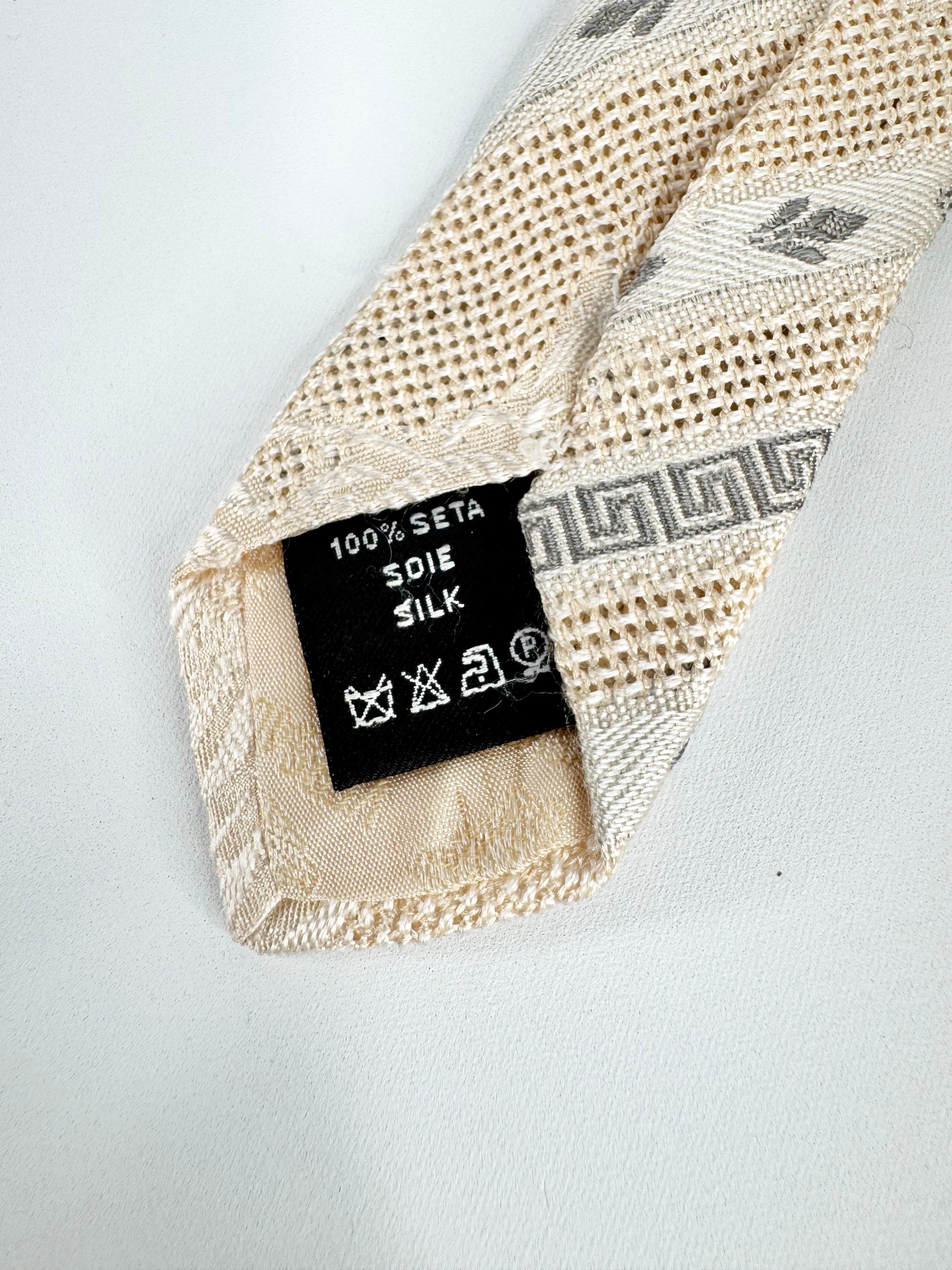 Versace Woven Silk Key Greek Key Pattern Tie