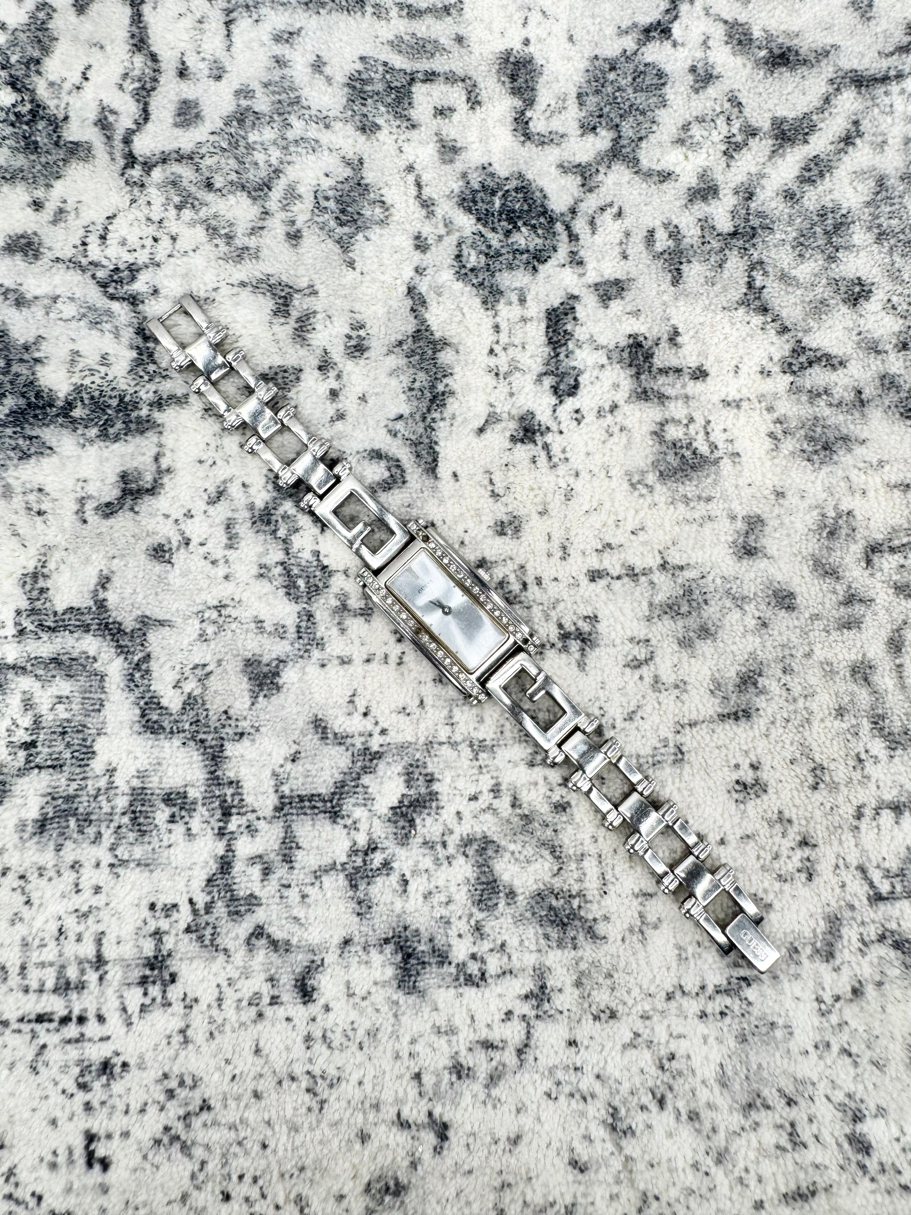 Y2K Guess Silver & Diamonte Embellished Watch