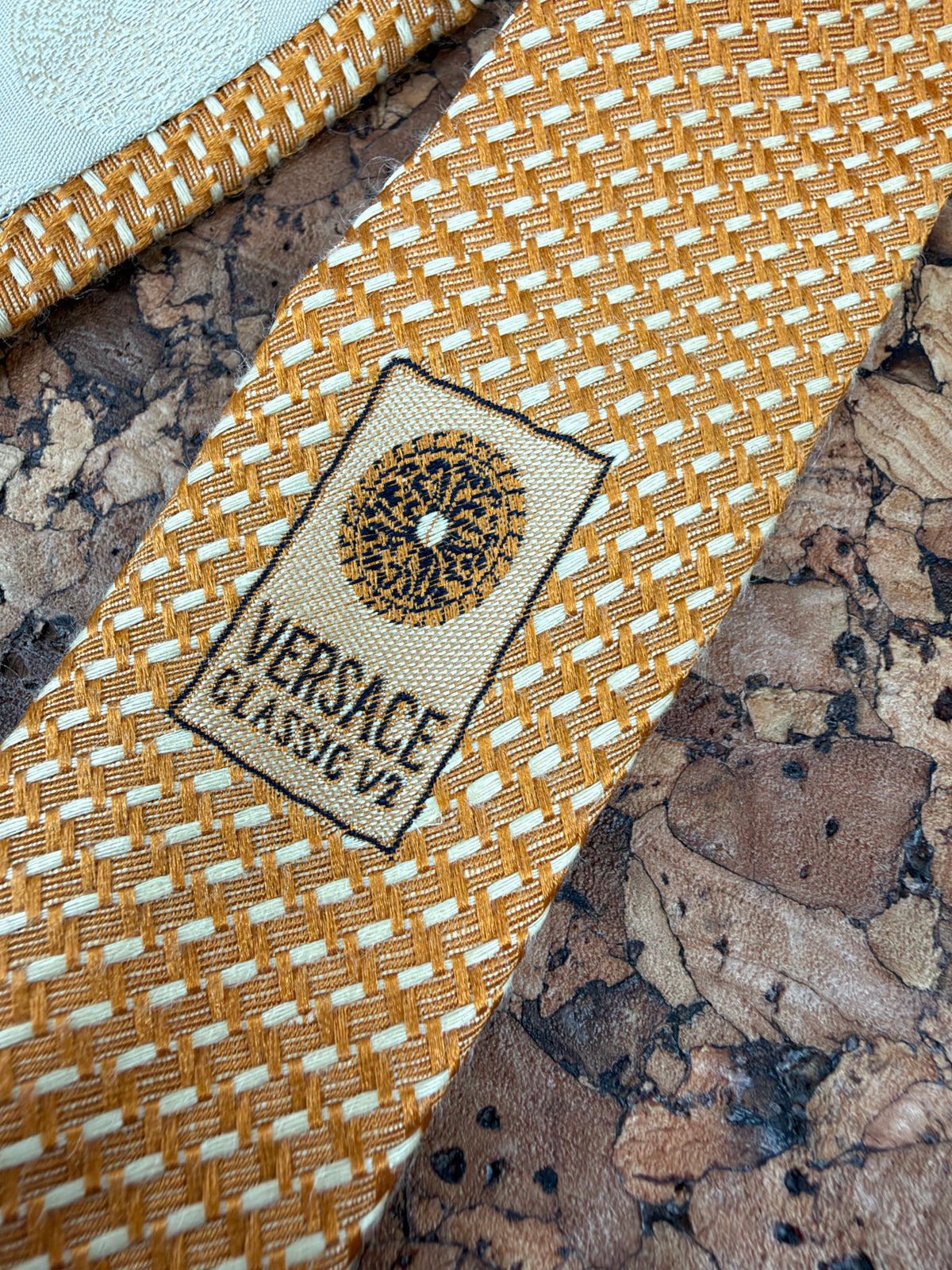 Versace Classic V2 Marigold Woven Linen & Silk Tie