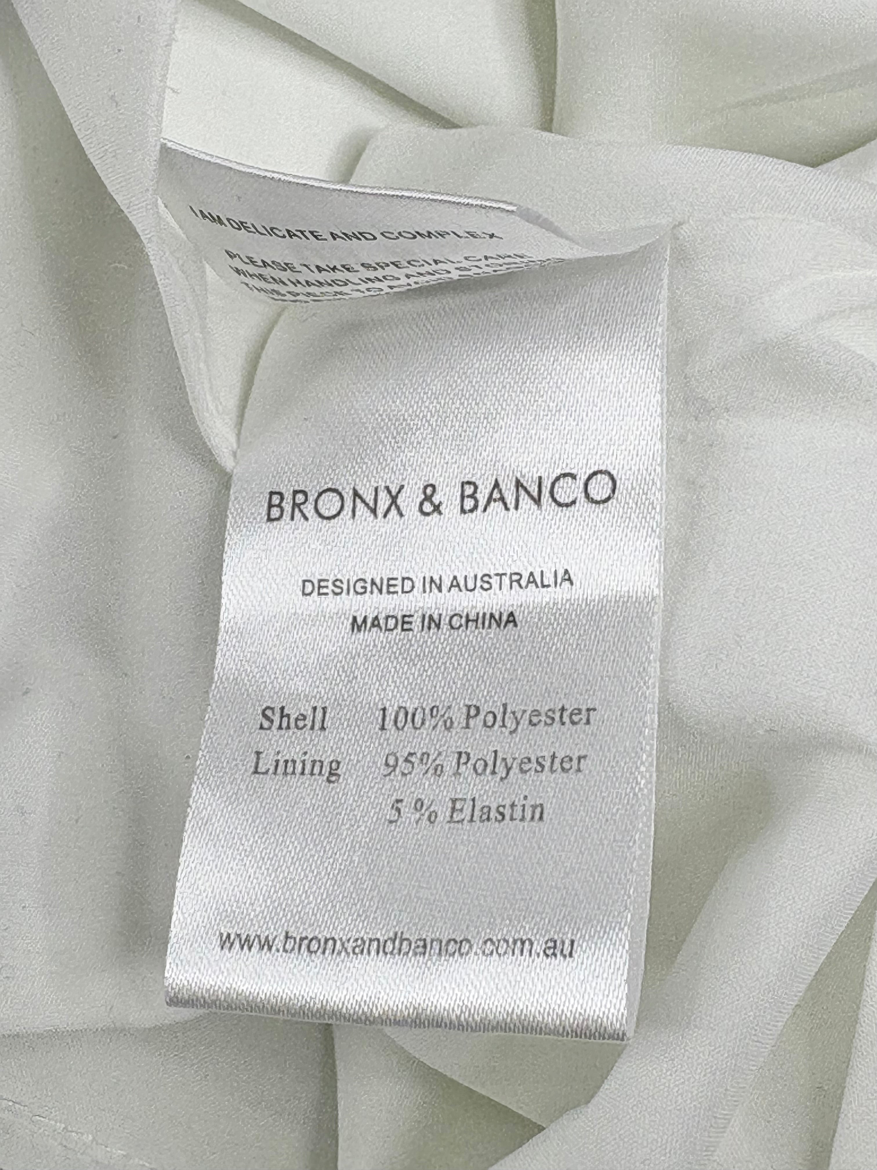 Bronx & Banco White and Black Trim Embroidered Mini Dress - AU12