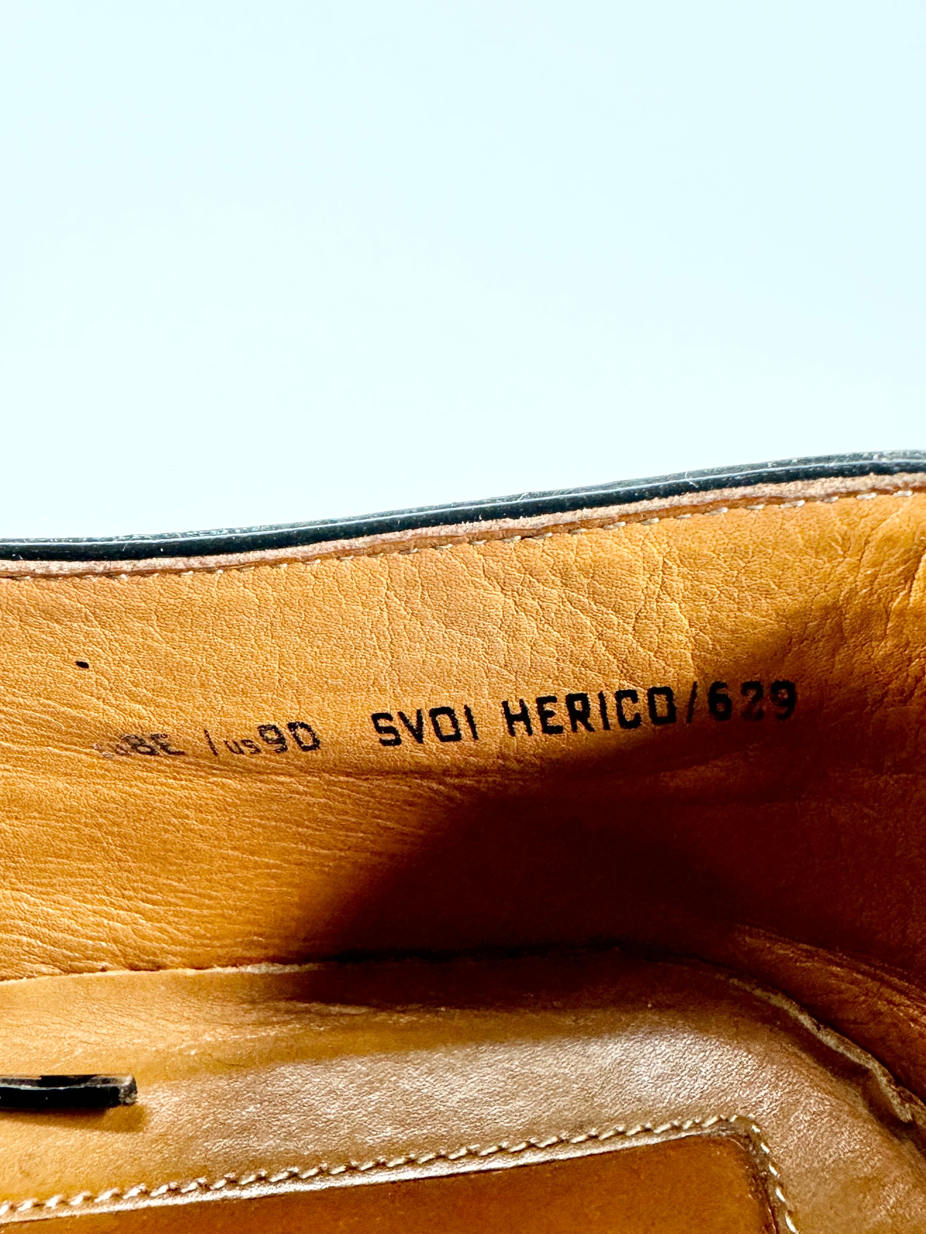 Bally Navy Blue Brogue Leather Sneakers - US9D