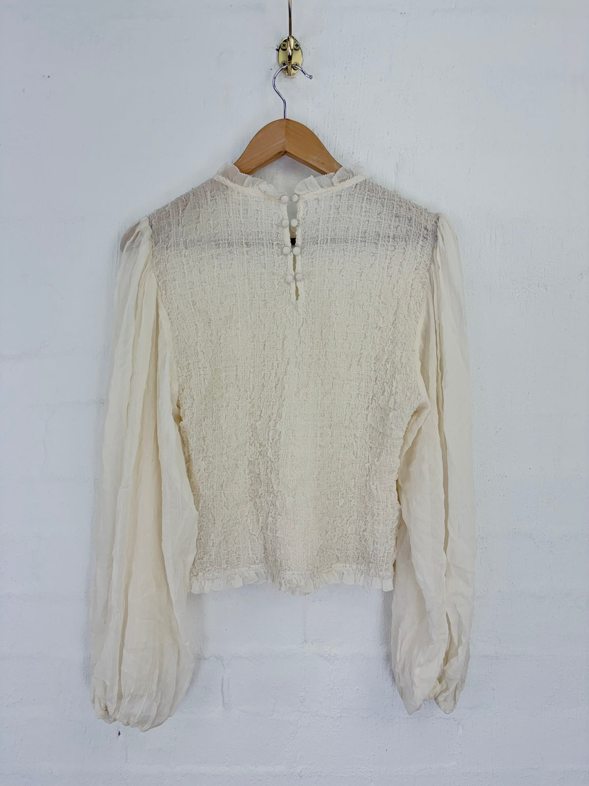 Ulla Johnson Ruffled Texture Puff Sleeve Silk Blouse - AU8