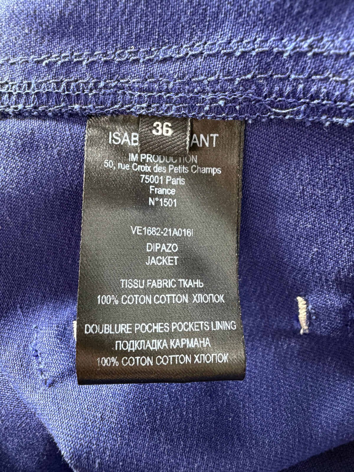 Isabel Marant Electric Blue 'Dipazo' Ruffled Cotton-Twill Jacket - AU8