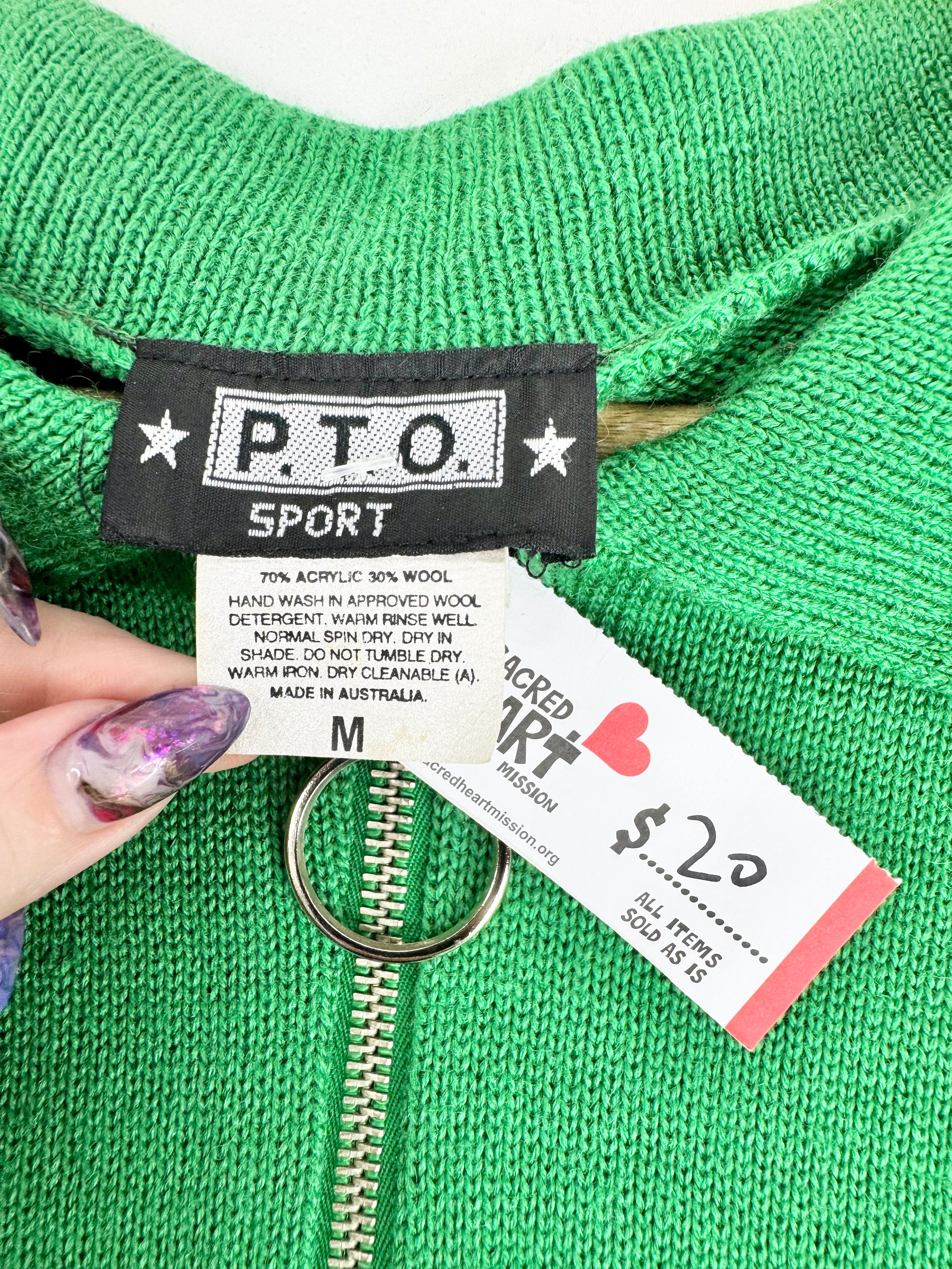 PTO GREEN FULL ZIP CARDIGAN - AU12