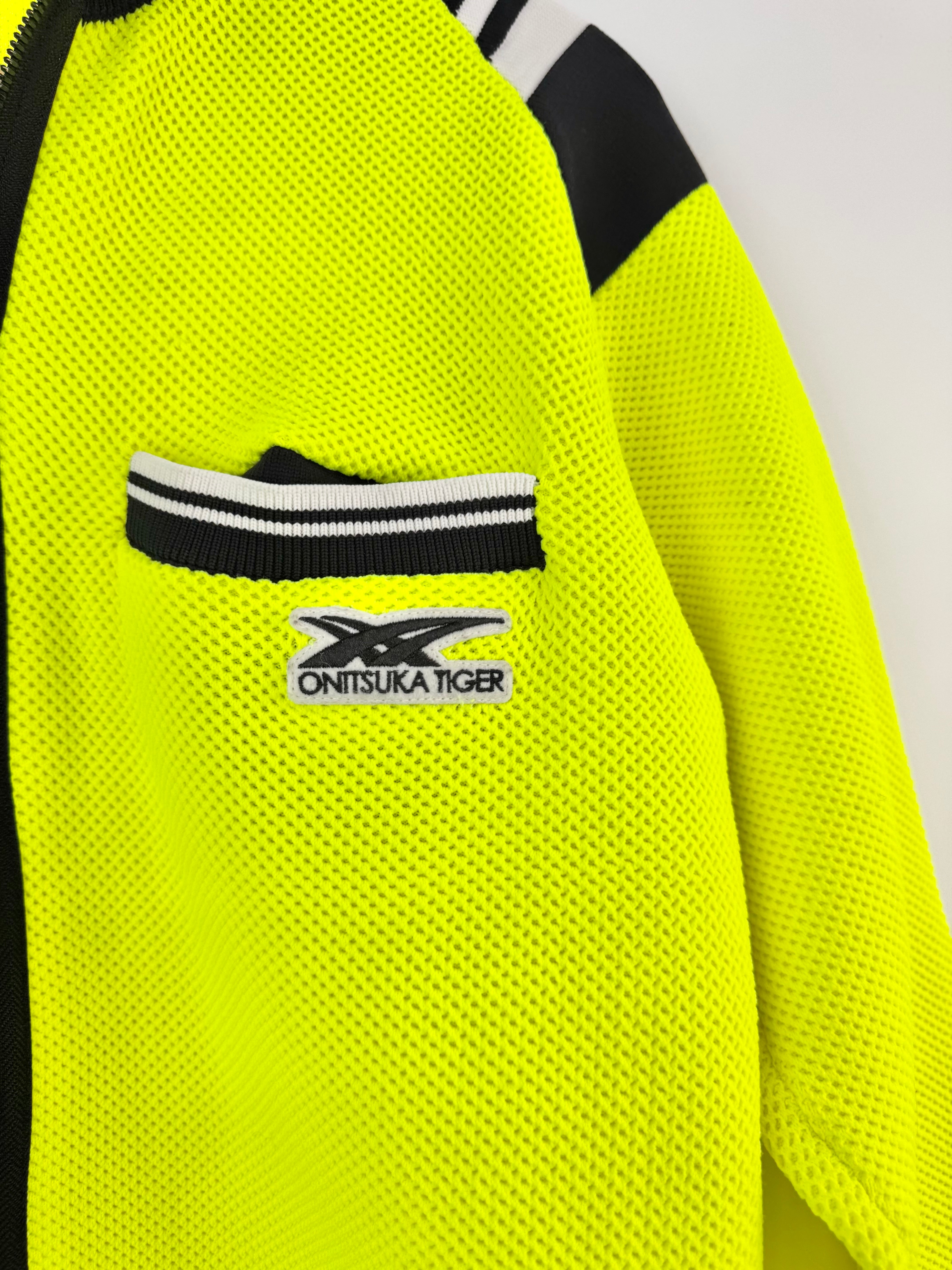 Onitsuka Tiger Flurecent Lime Green Zippered Jacket - Size M