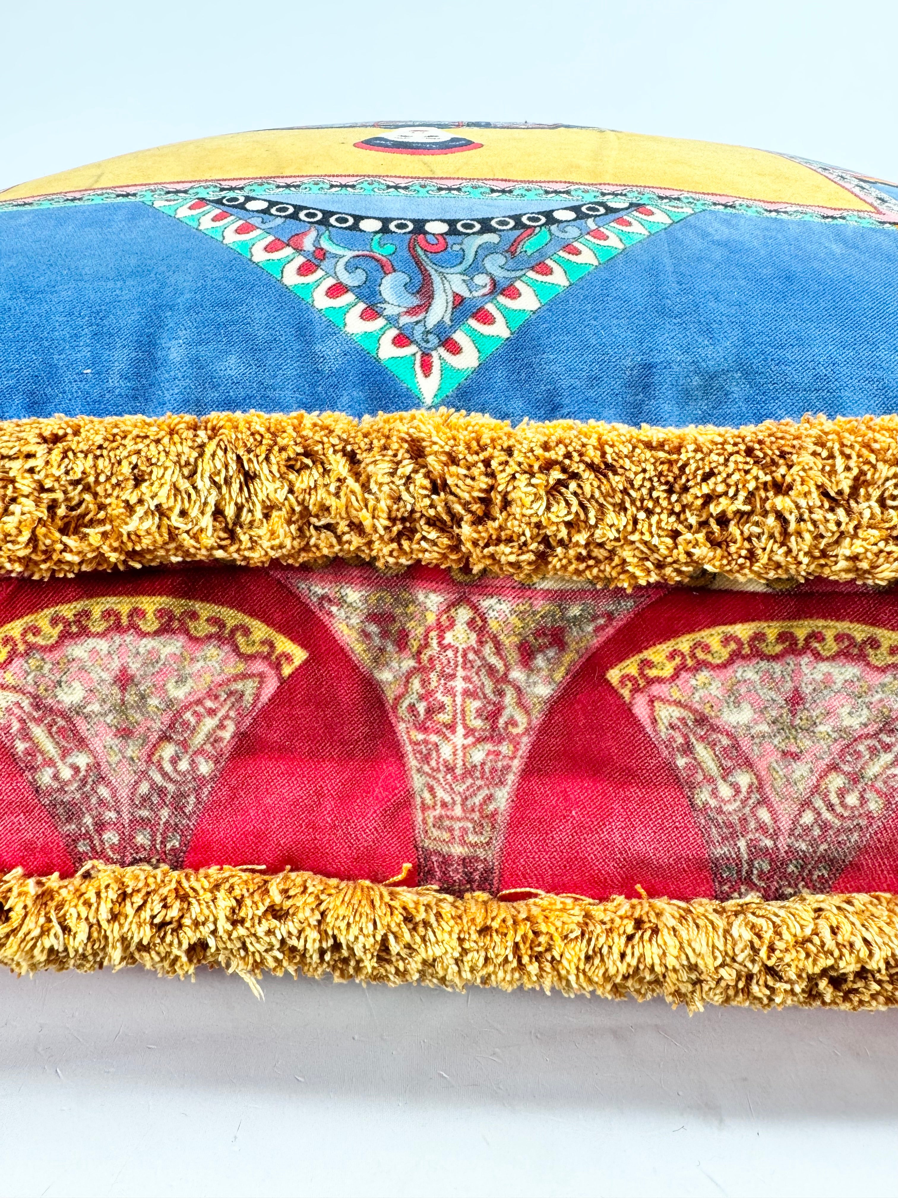 Versace Reversible Red & Blue Emperor Qianlong Velvet Cushion