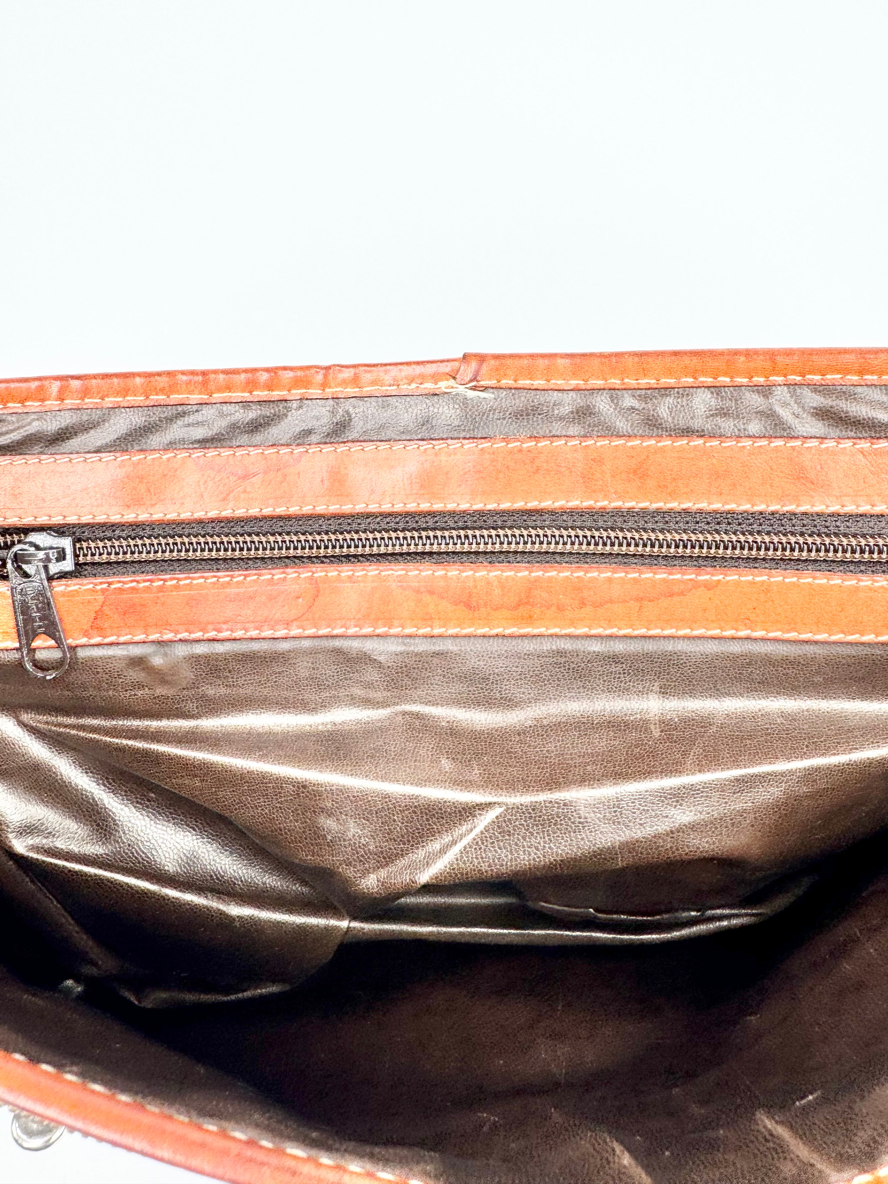 Ted Lapidus Brown Embossed Briefcase