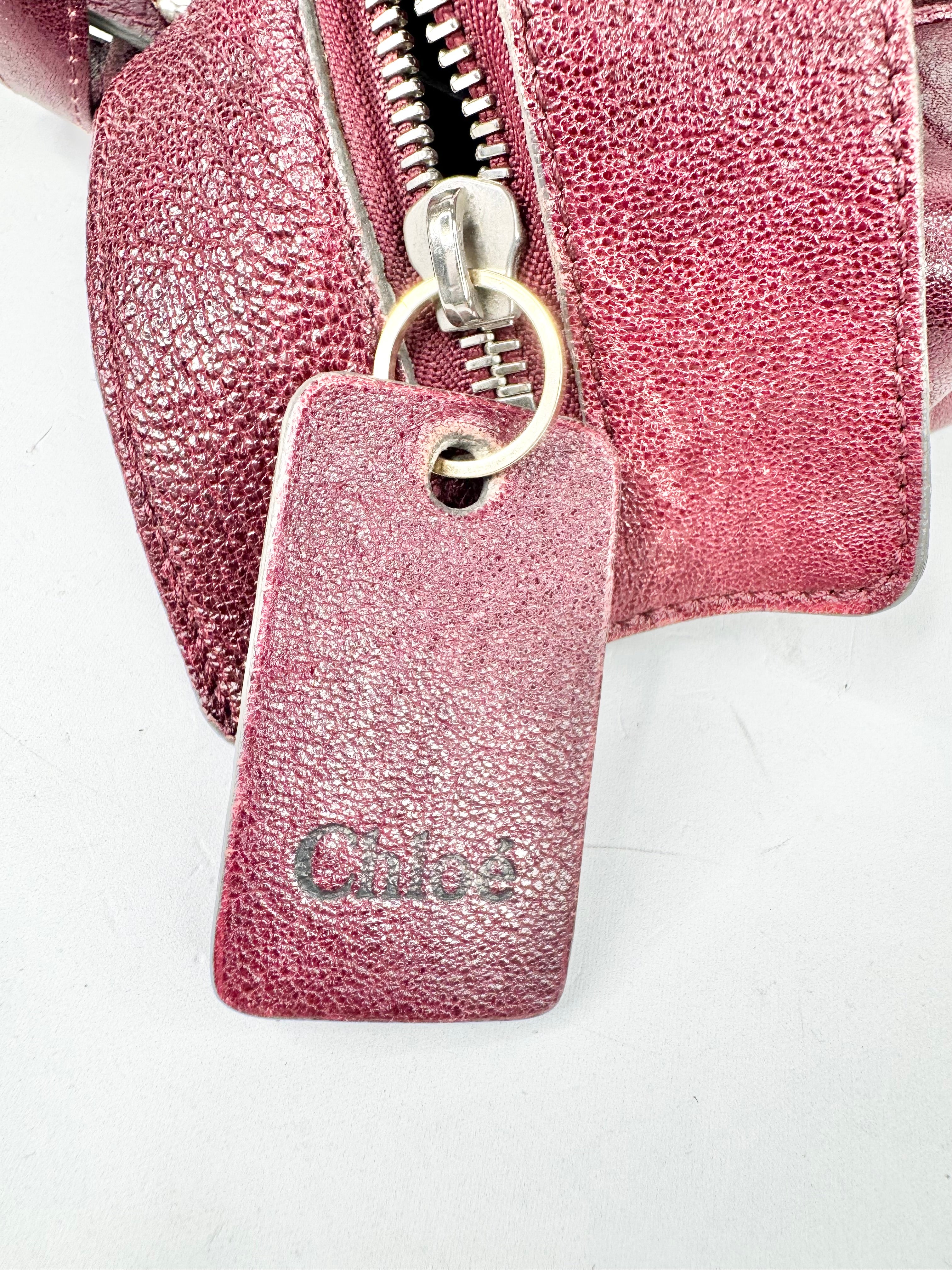 Chloé Burgundy Leather Saskia Square Tote Bag