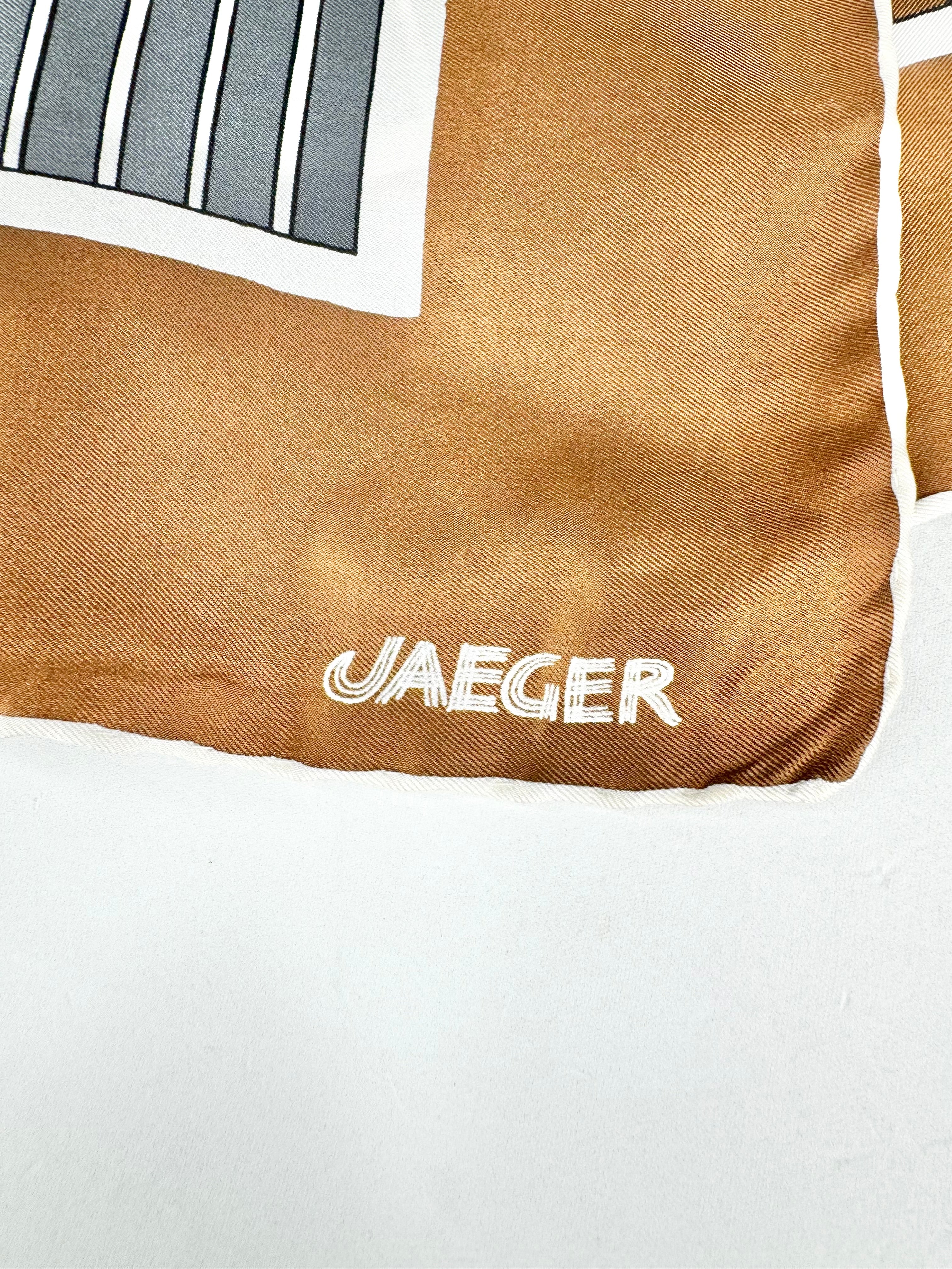 Vintage Jaeger London Silk Block Patterned Scarf