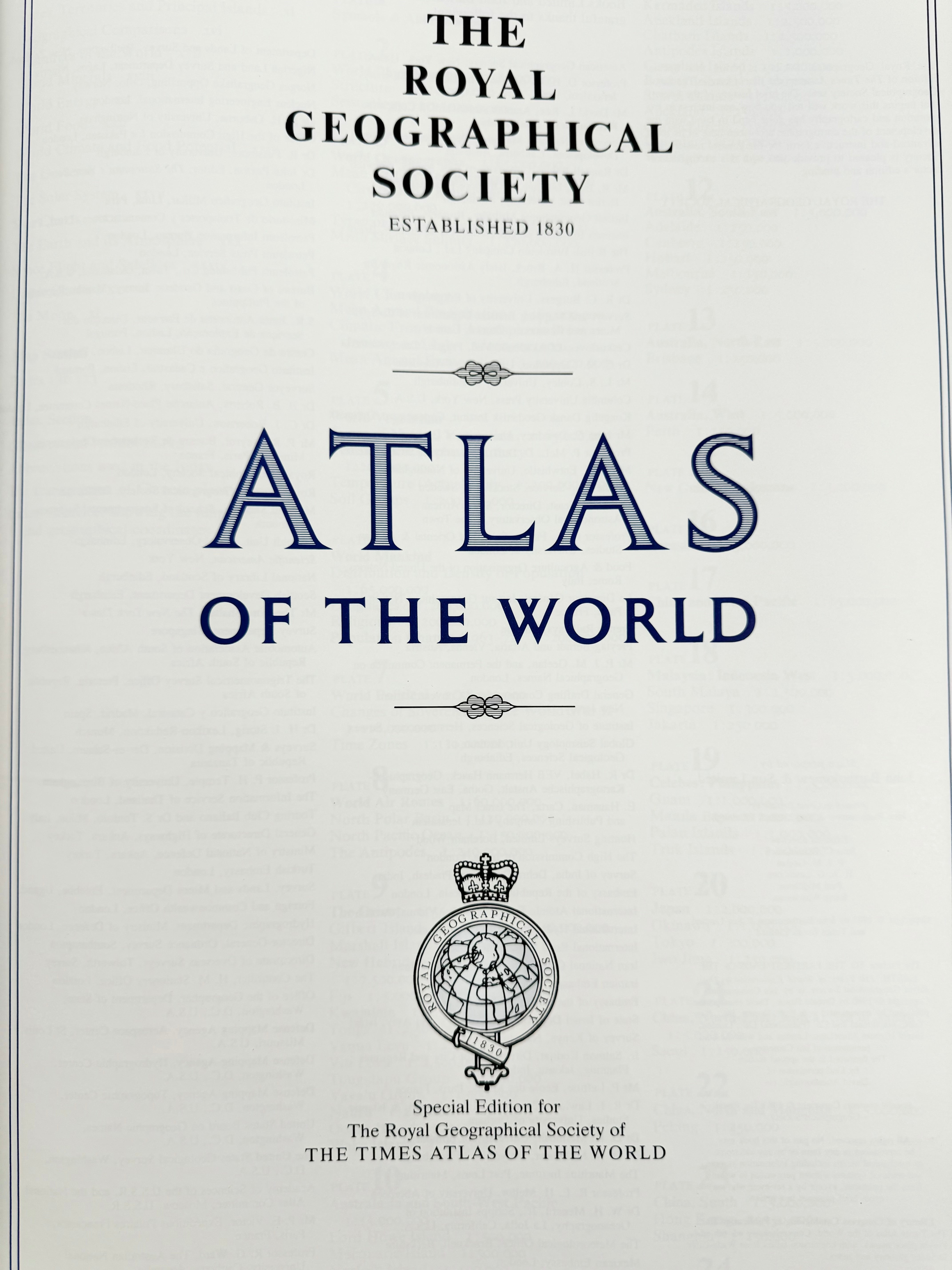 1983 Royal Geographical Society Leather Bound Atlas Book