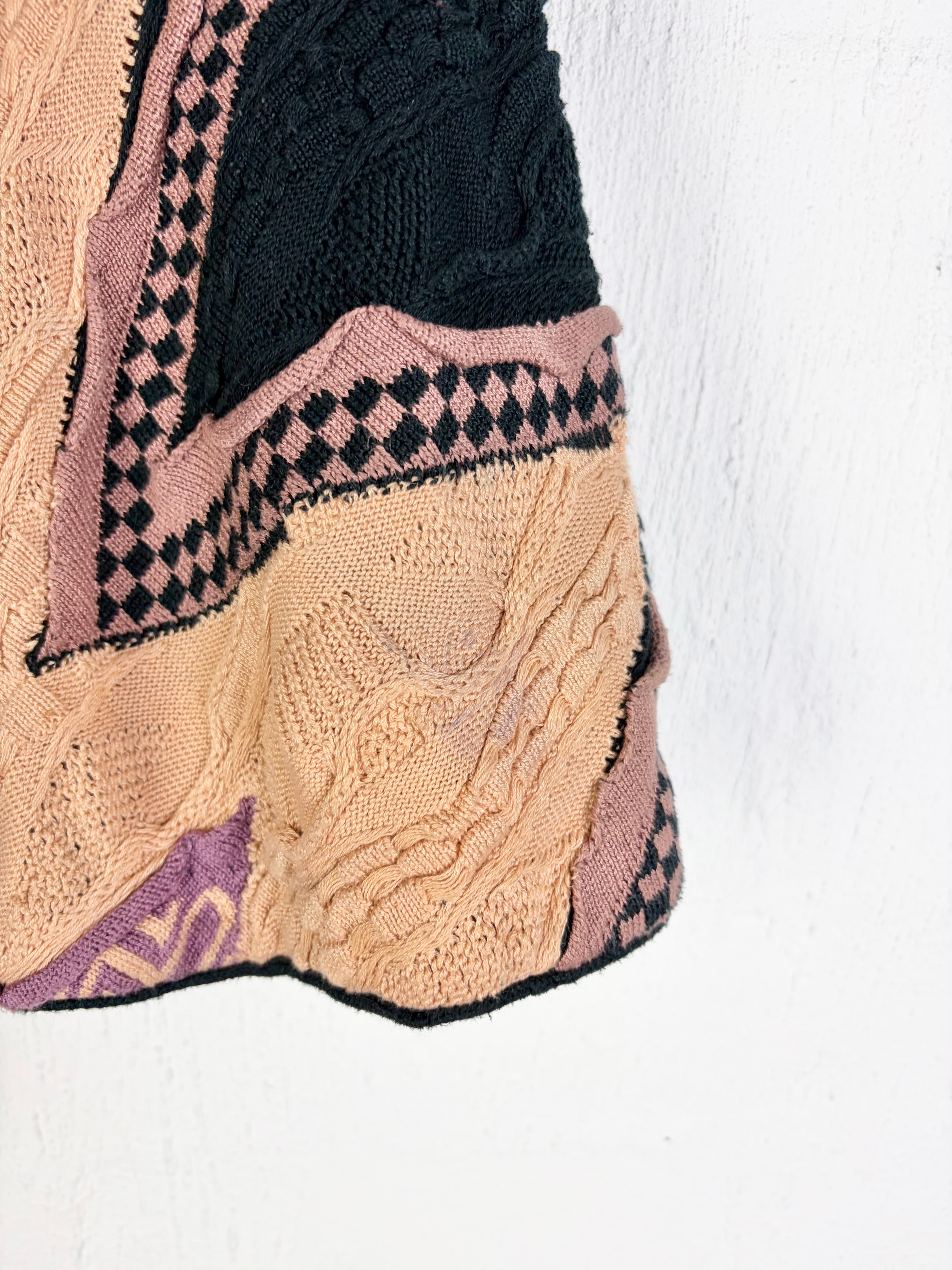 Vintage Coogi Taupe, Purple Cream & Black 3D Poncho - AU12/14