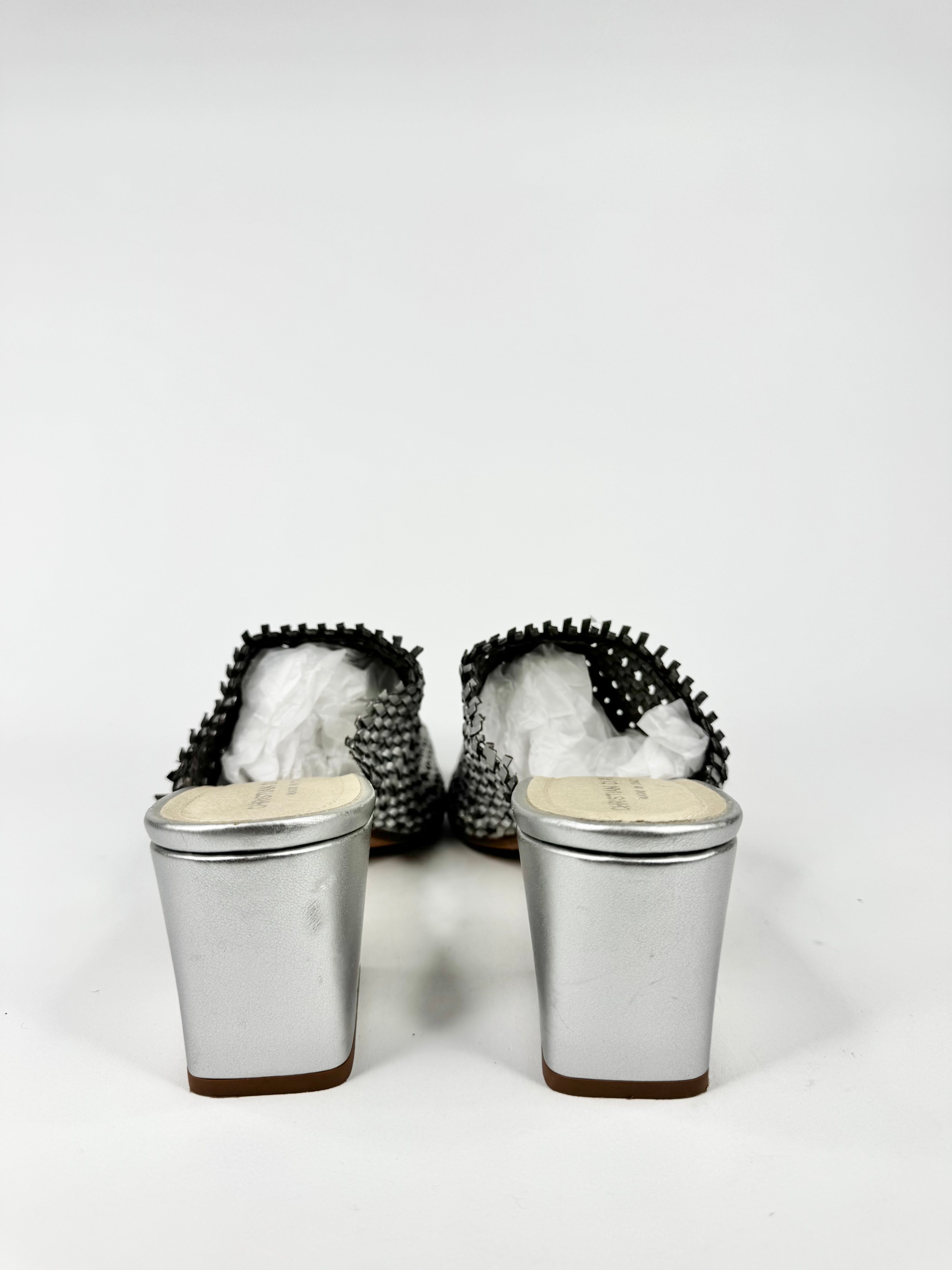 Christian di Riccio Silver Woven Mules - EU41