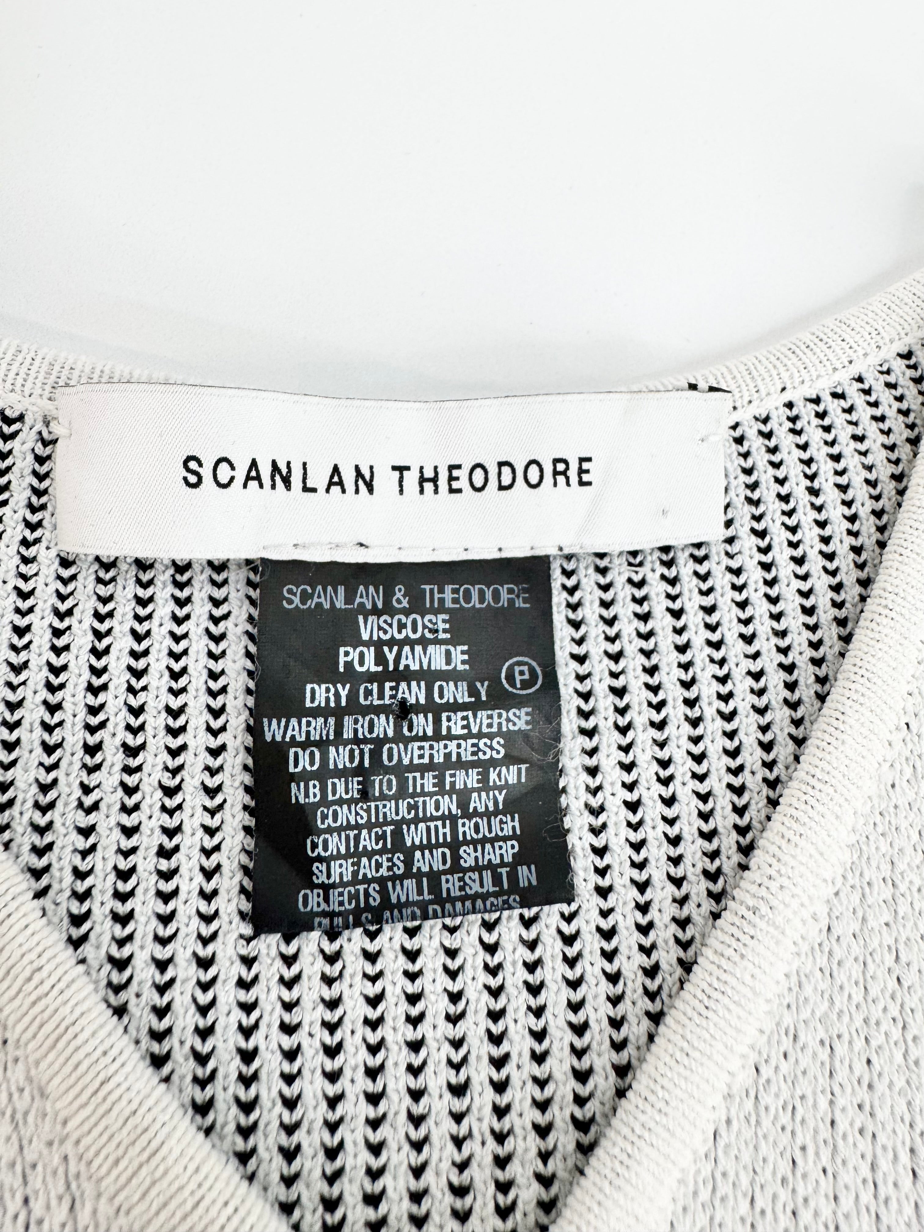 Scanlan Theodore Black Grey & White Knit Sheath Dress - AU8/10