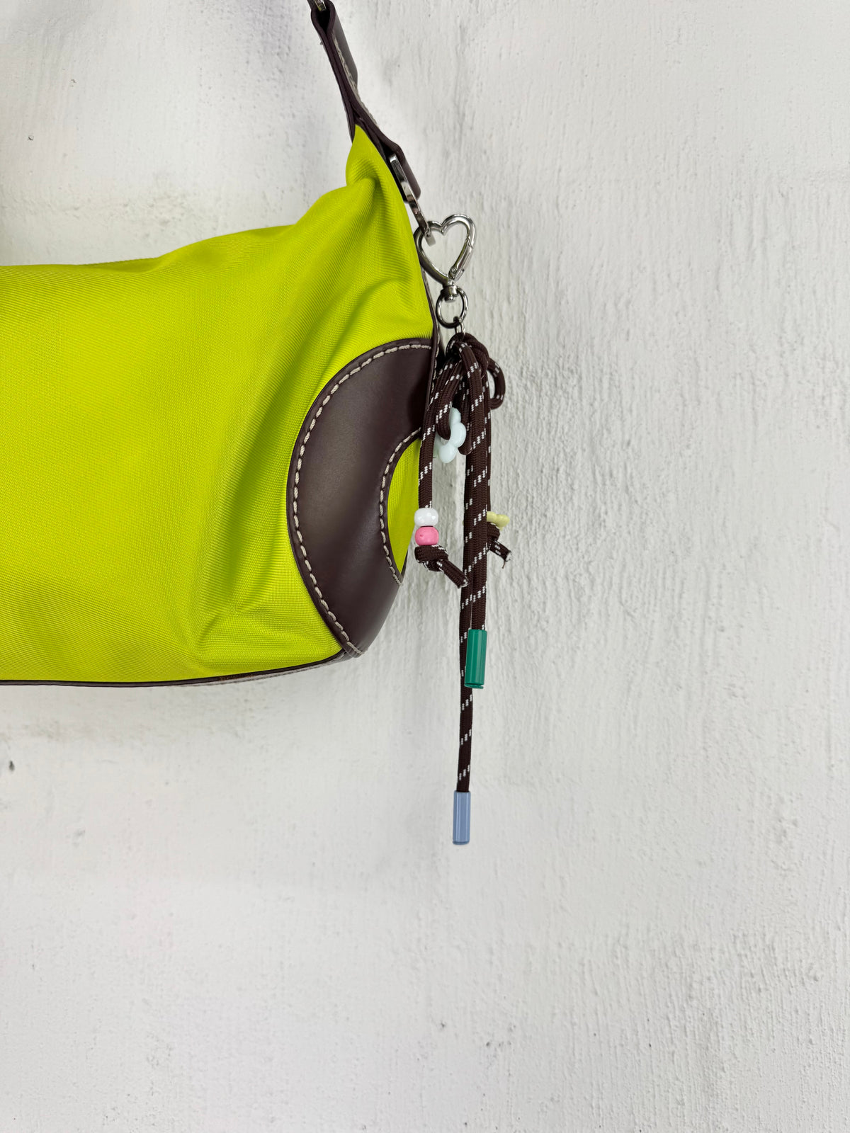 Lancel Lime Green Nylon Shoulder Bag