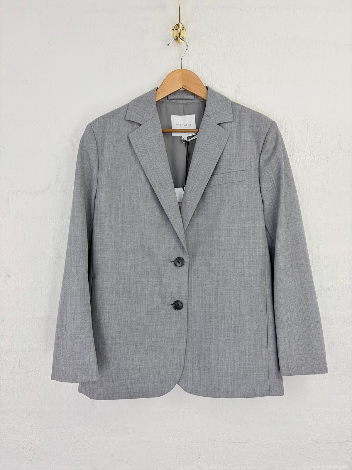 Witchery Pale Grey Boxy Fit Wool Blazer NWT - AU8