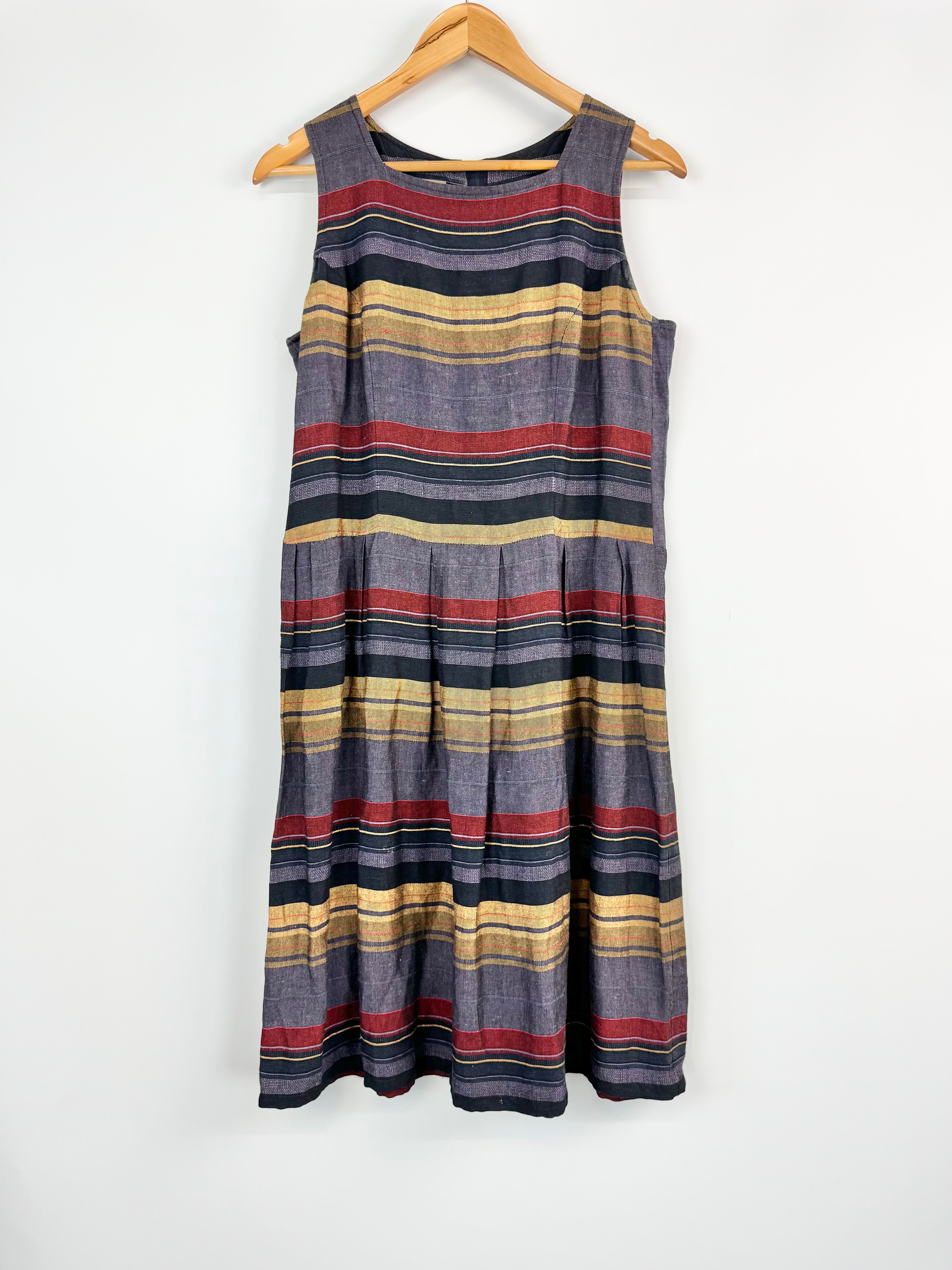 Daronne Blue Red & Gold Striped Dress - AU10