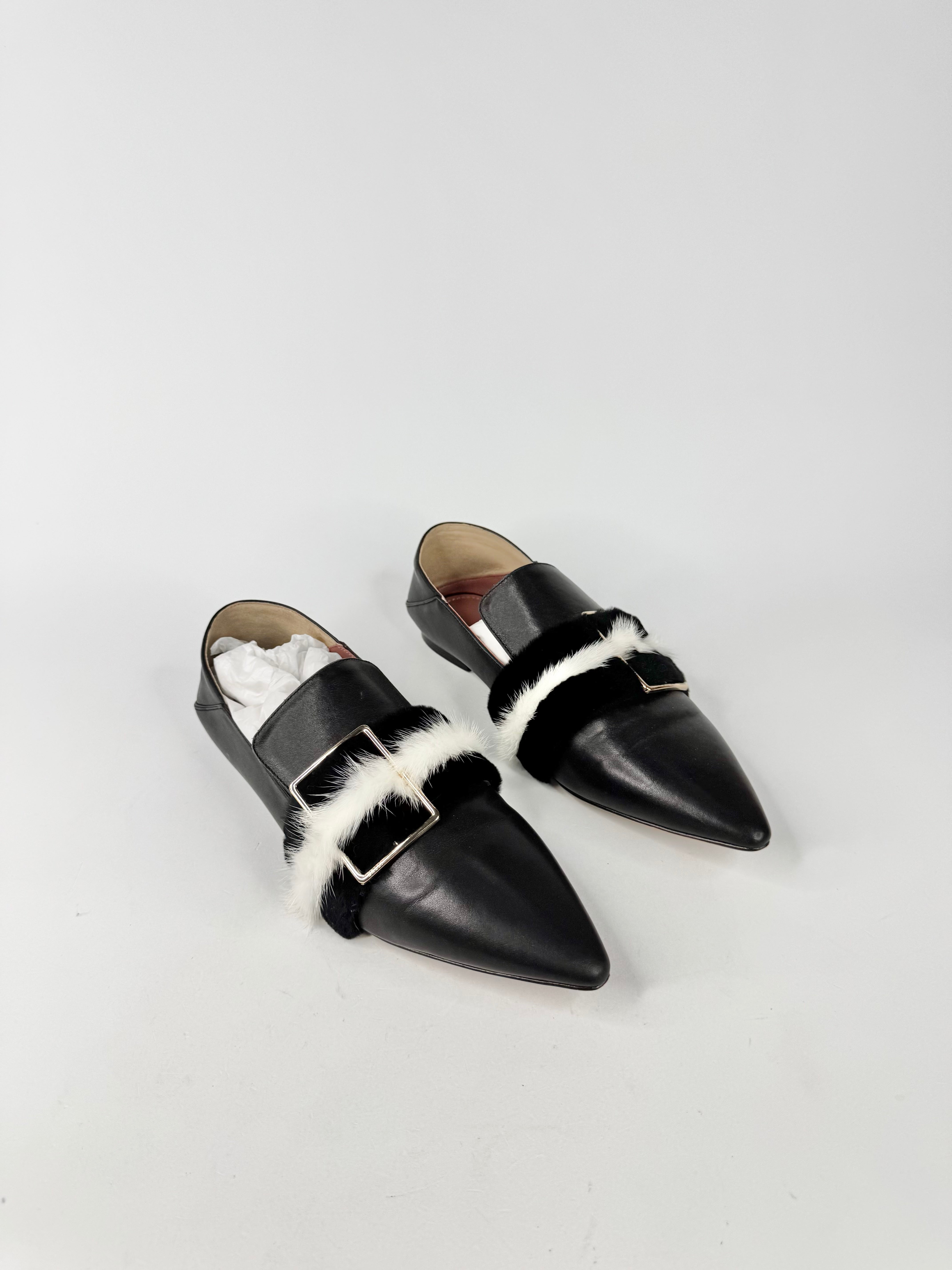 Bally Black & White 'Hamelia' Pointed Toe Mules - EU39