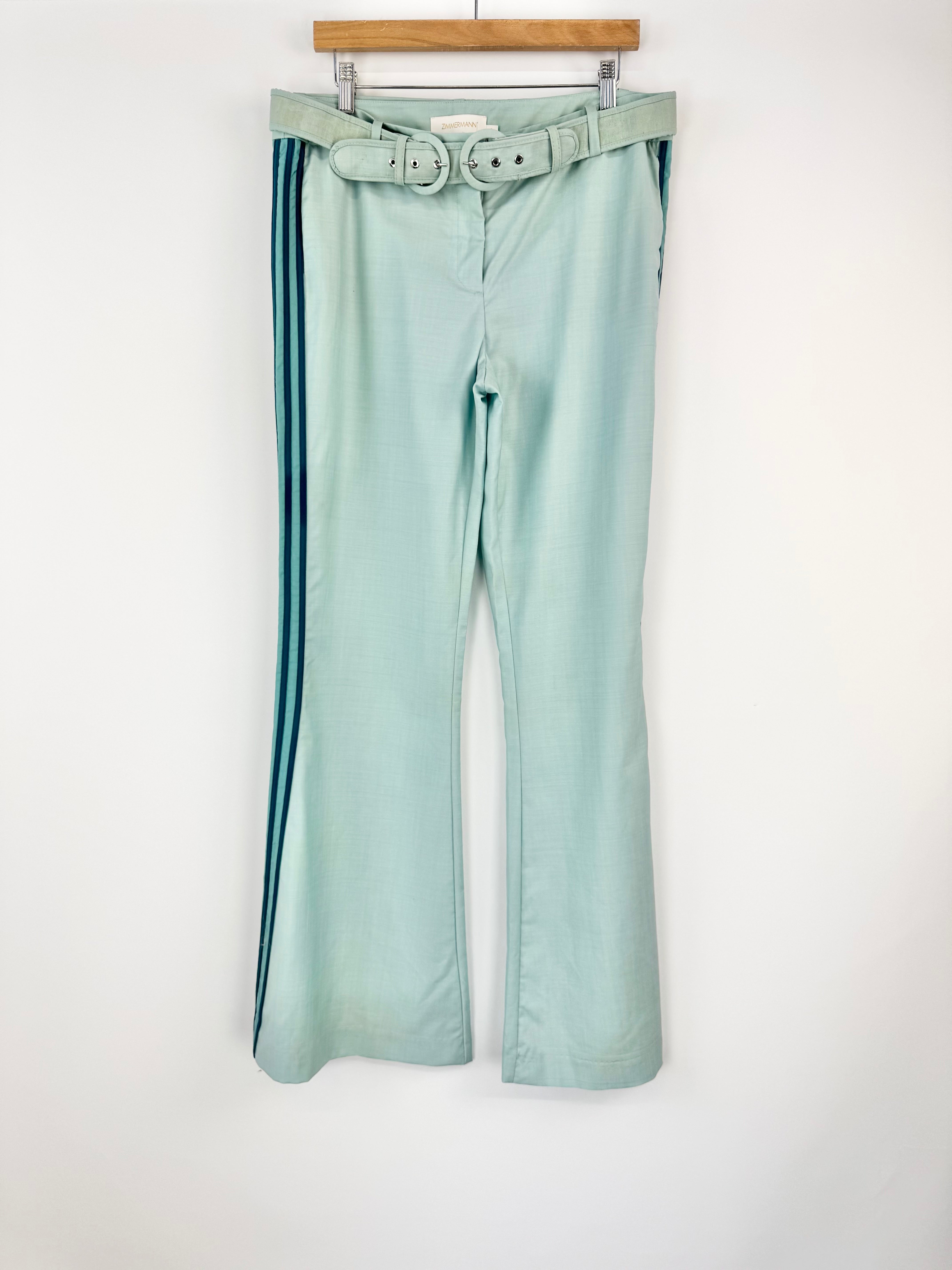 Zimmermann Aqua 'Moncur' Flared Wool Pants - AU12