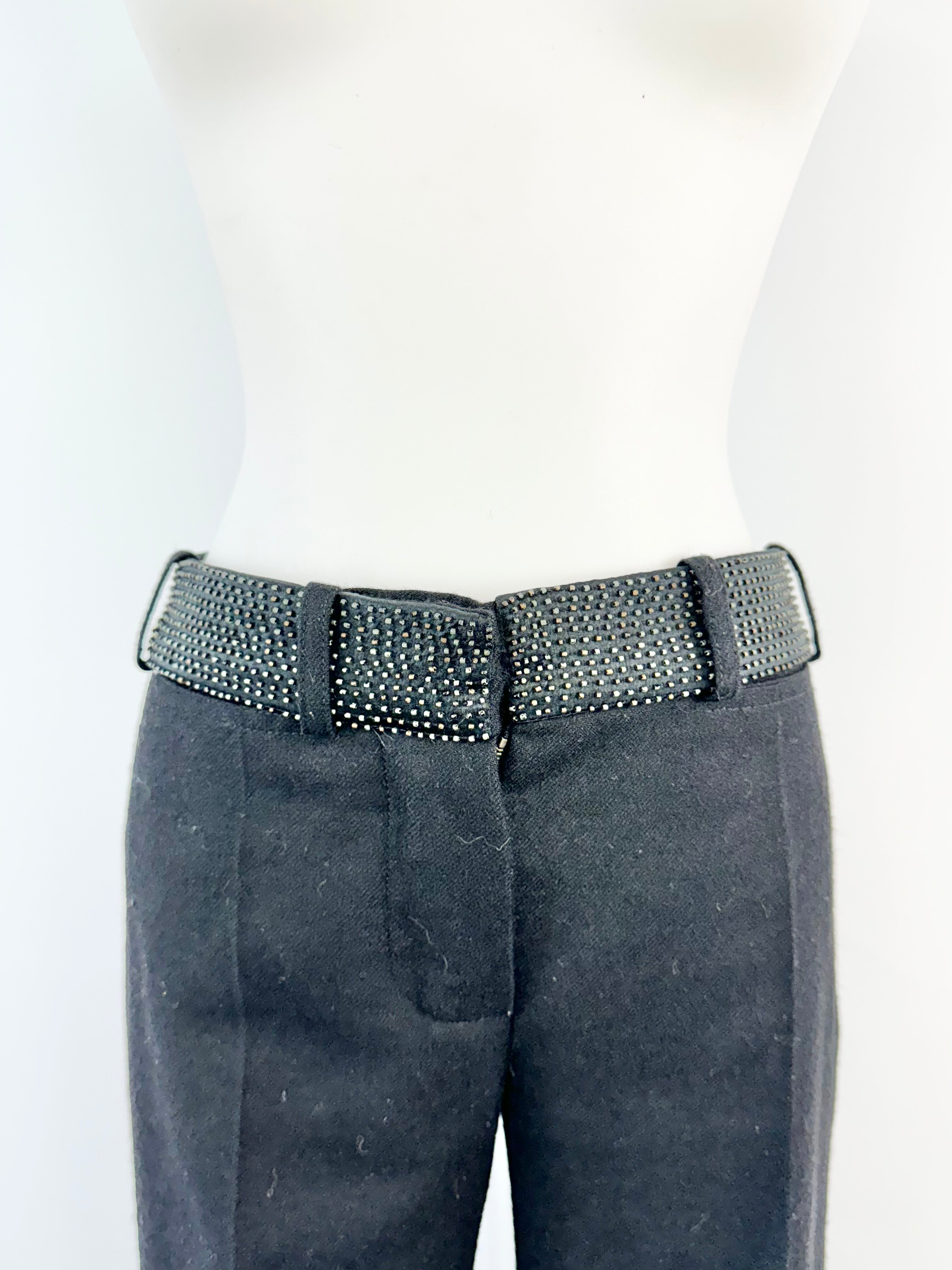 Chloe Black Wool Beaded Waist Slacks - AU10