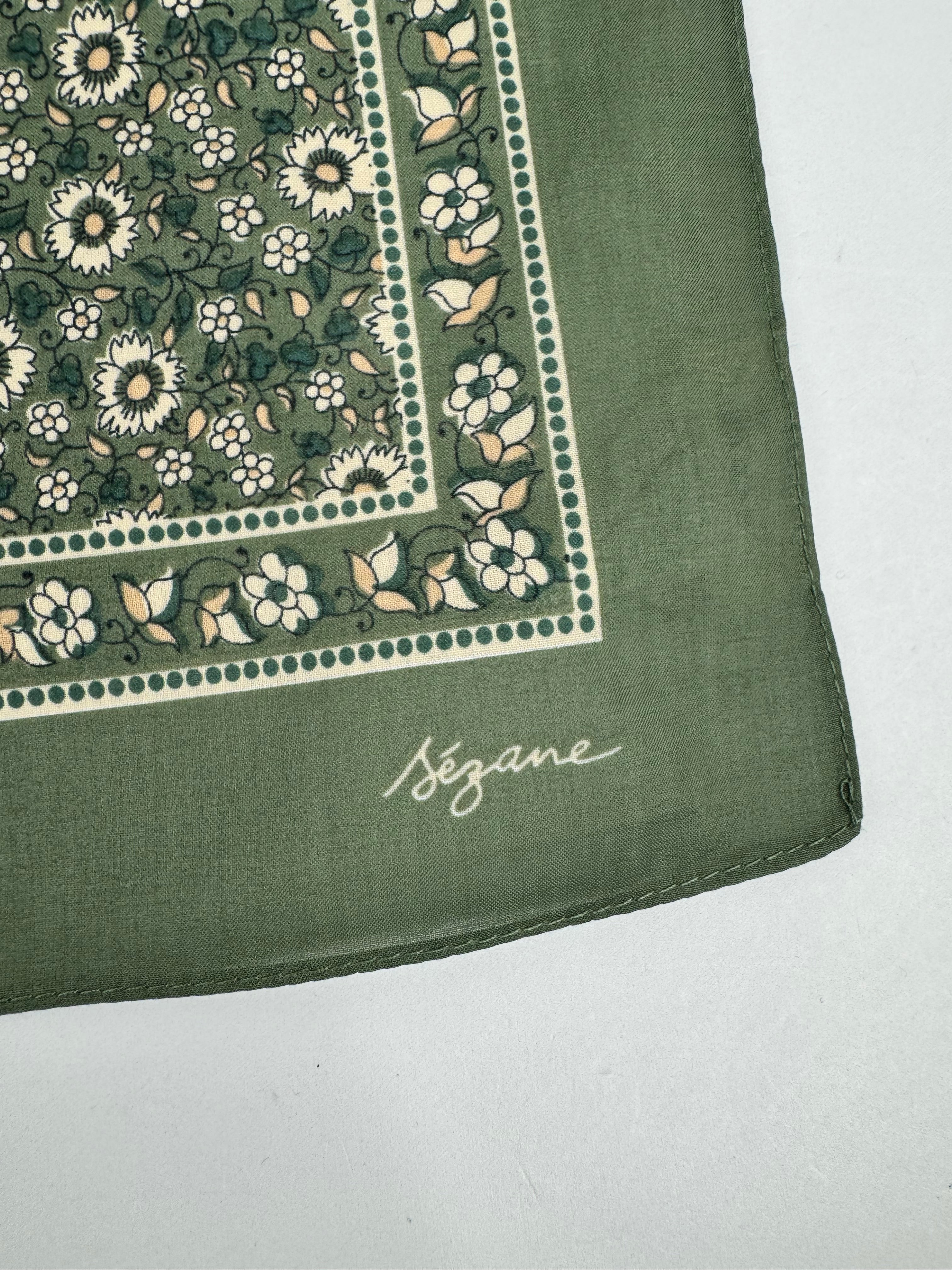 CEZANE Green Cotton Square Scarf