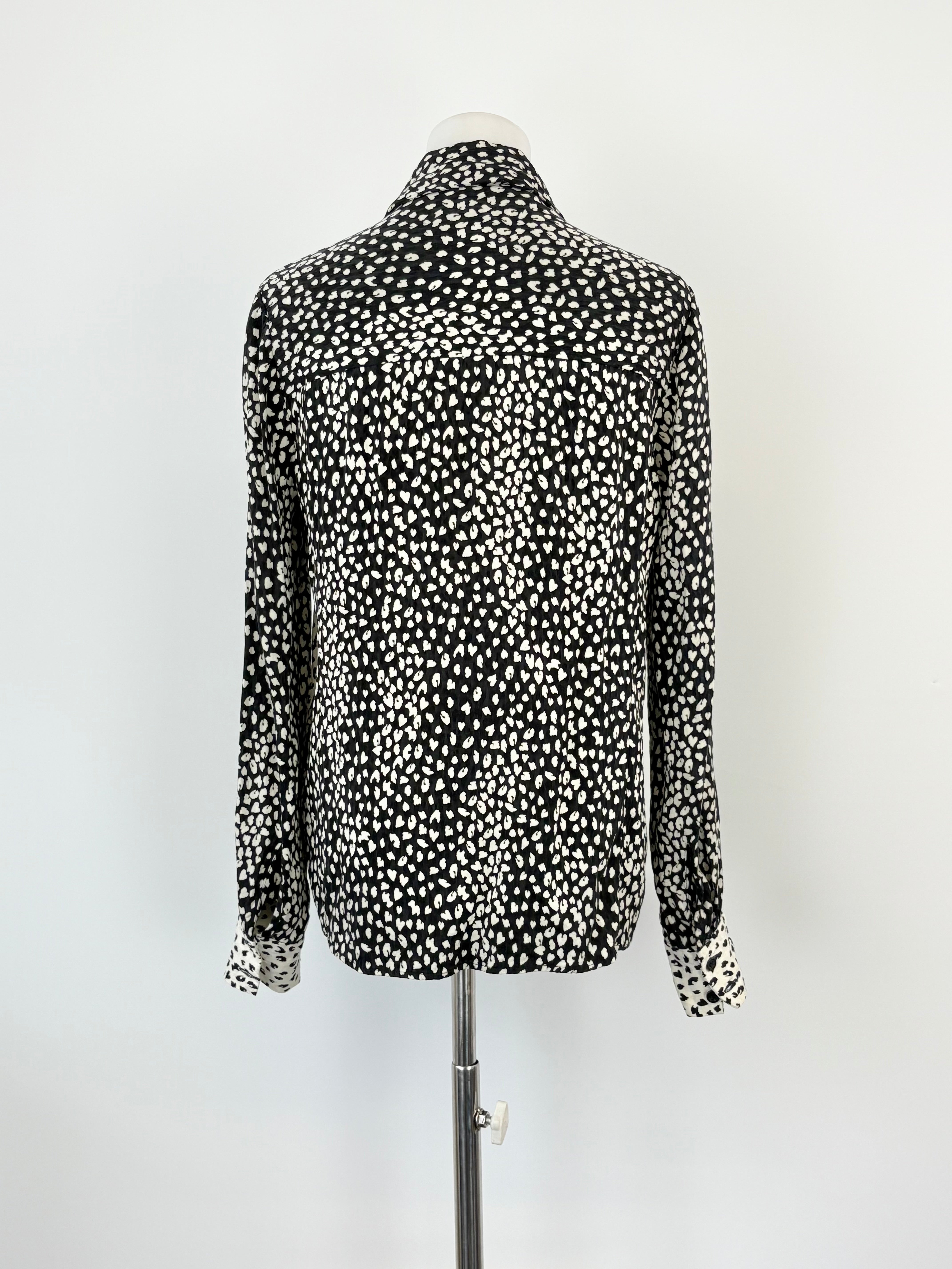 Maje Black & White Animal Print Long Sleeve Shirt - AU10