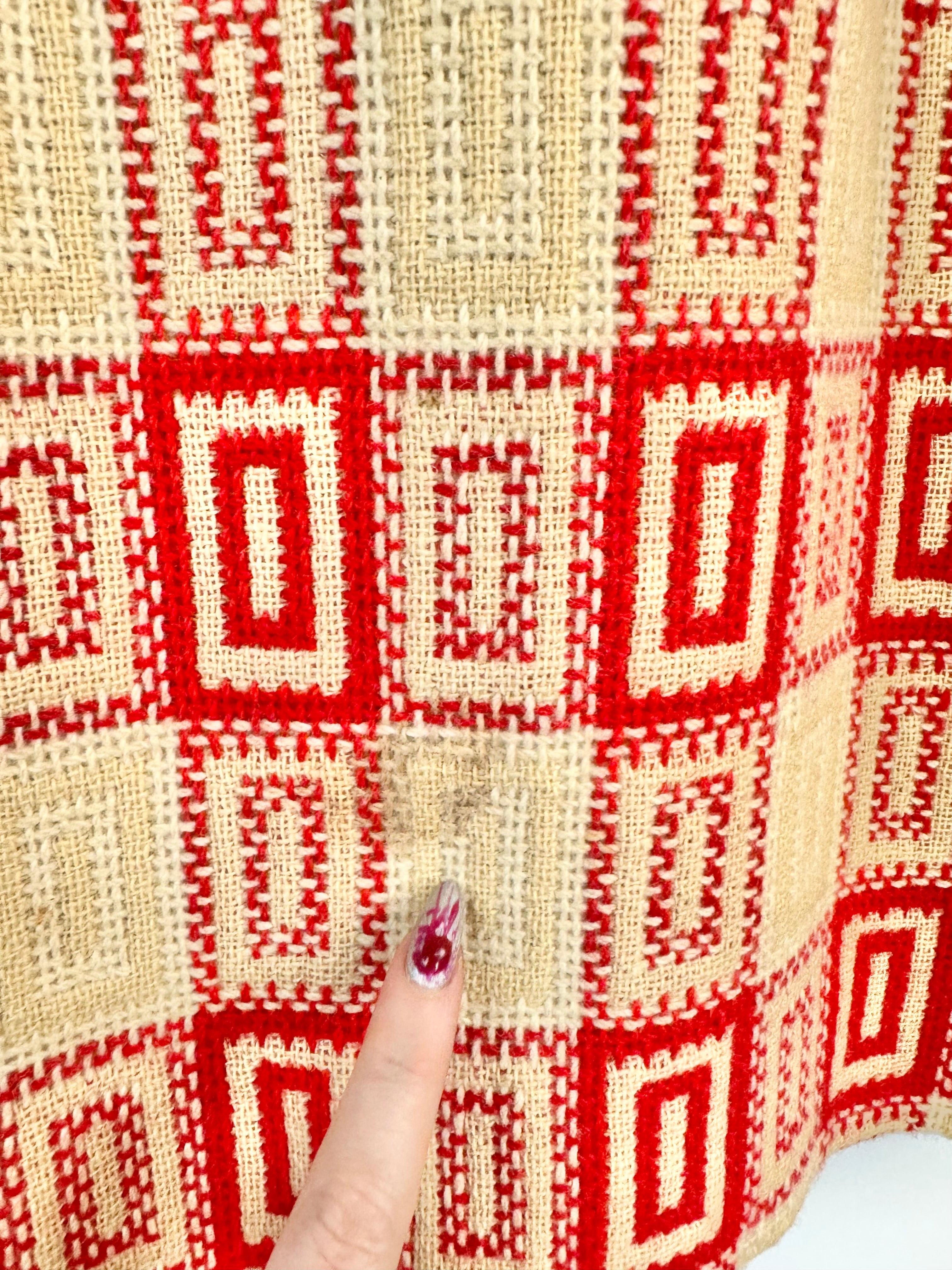 Los Angeles Tailor Red and Beige Woollen Coat - AU10