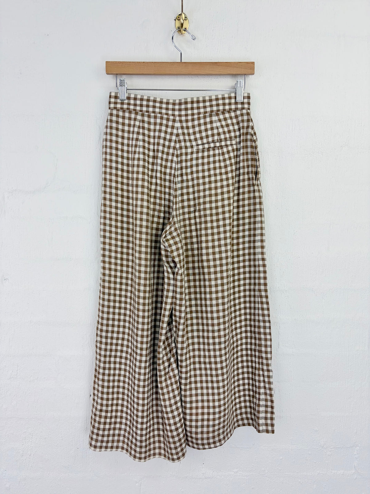 Scanlan Theodore Cream & Khaki Gingham Culottes - AU6