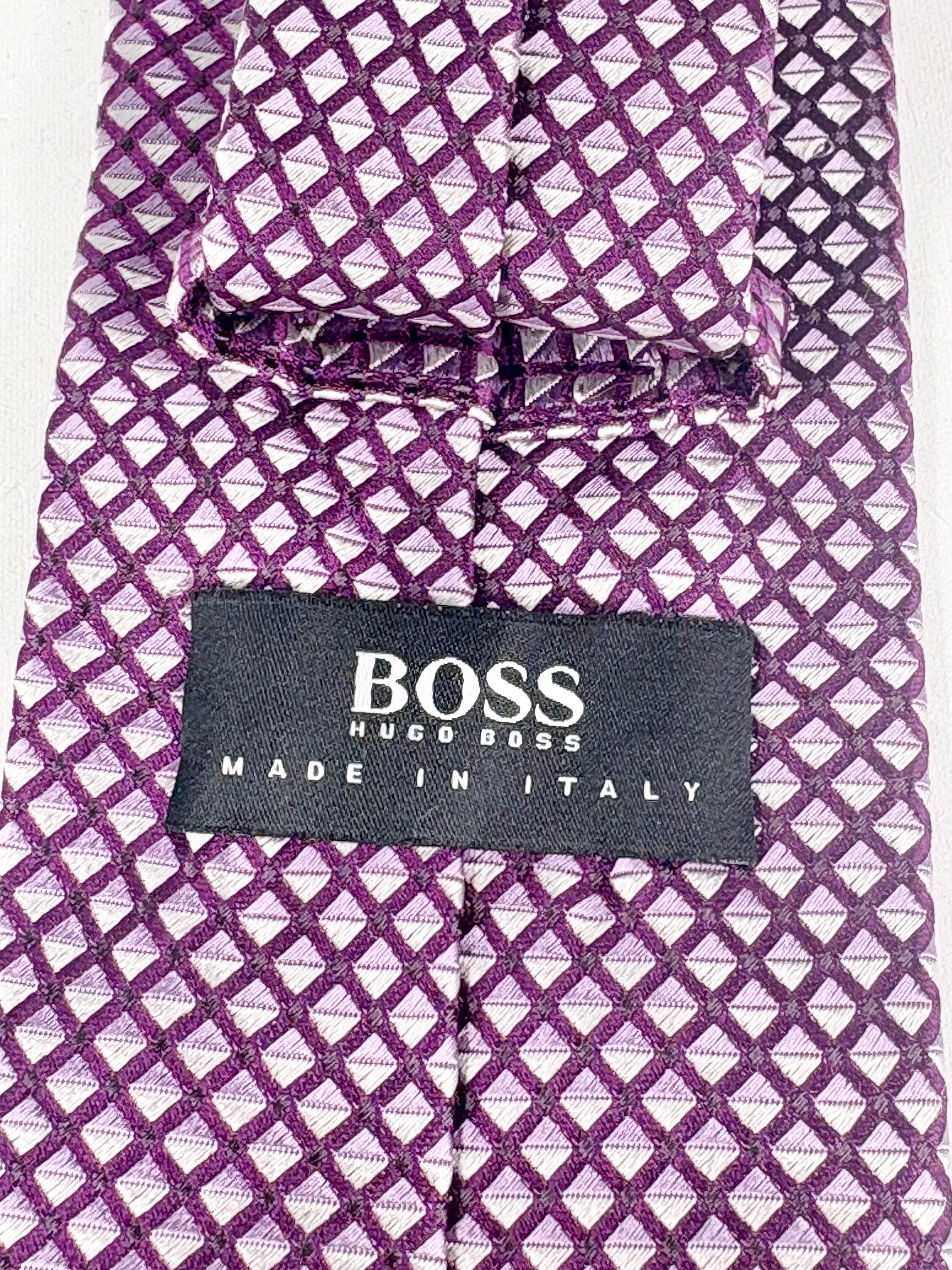 Boss Hugo Boss Purple Patterned Silk Tie