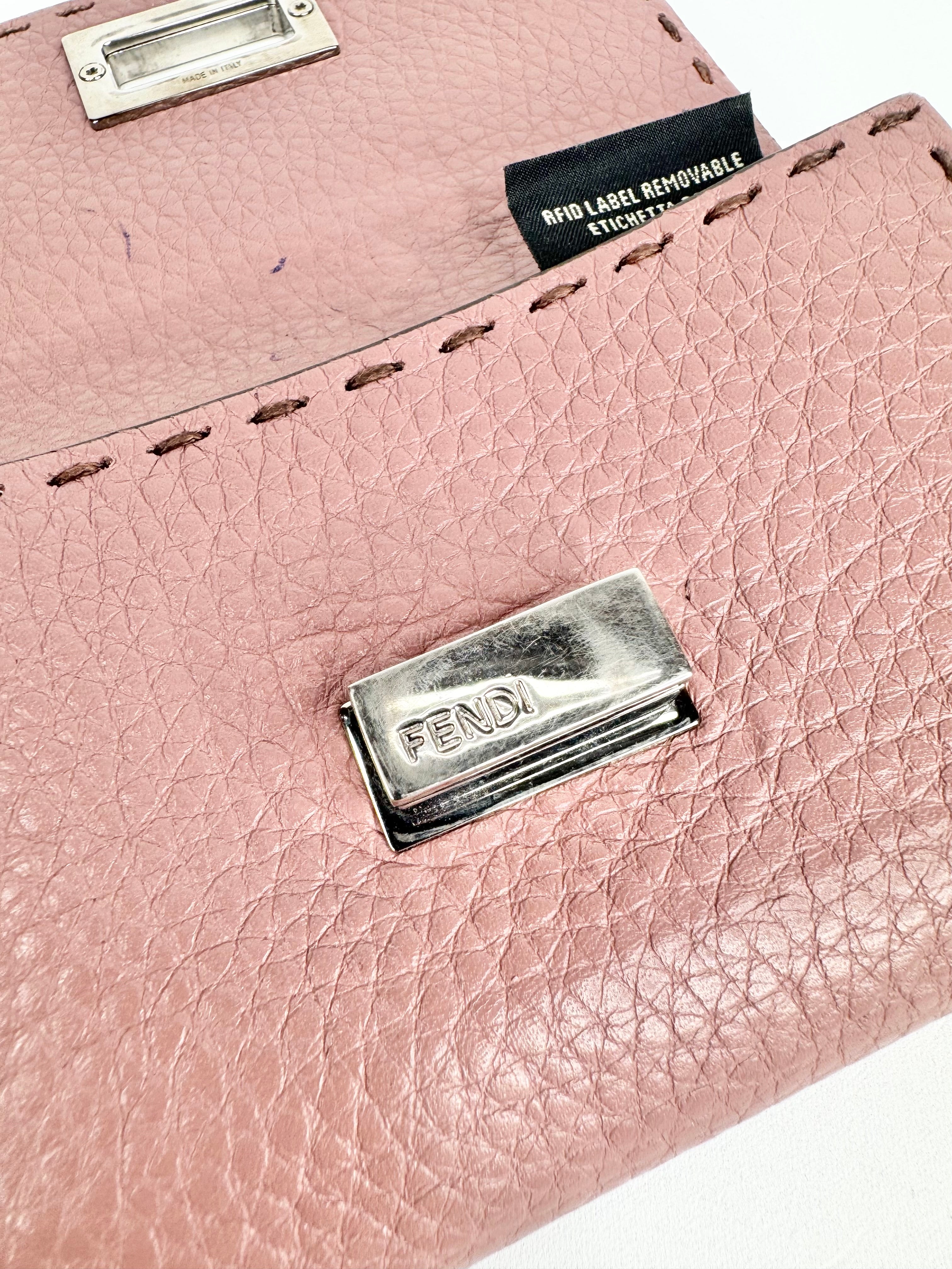 Fendi Blush Pink Peekapoo Tri-Fold Calf Leather Wallet