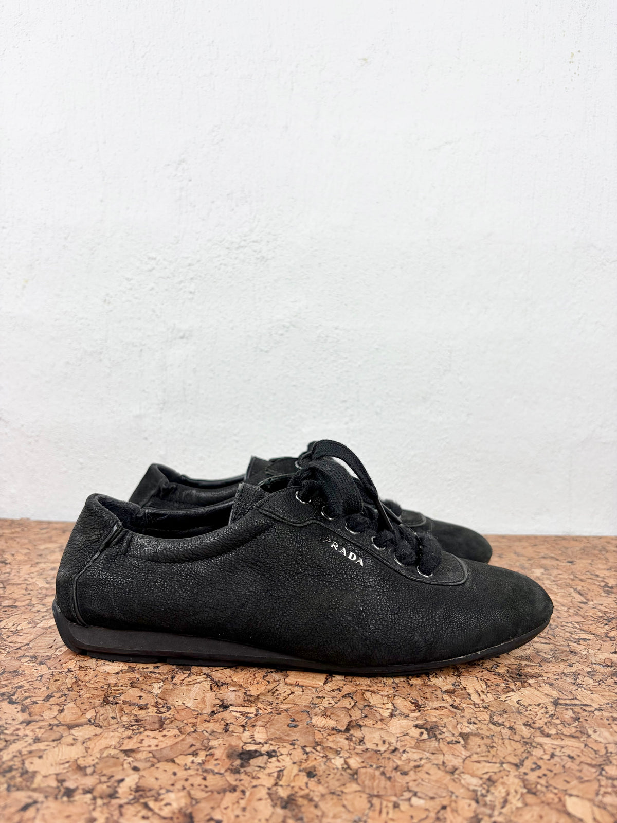 Prada Linea Rossa Vintage Black Suede Slim Trainer - EU37