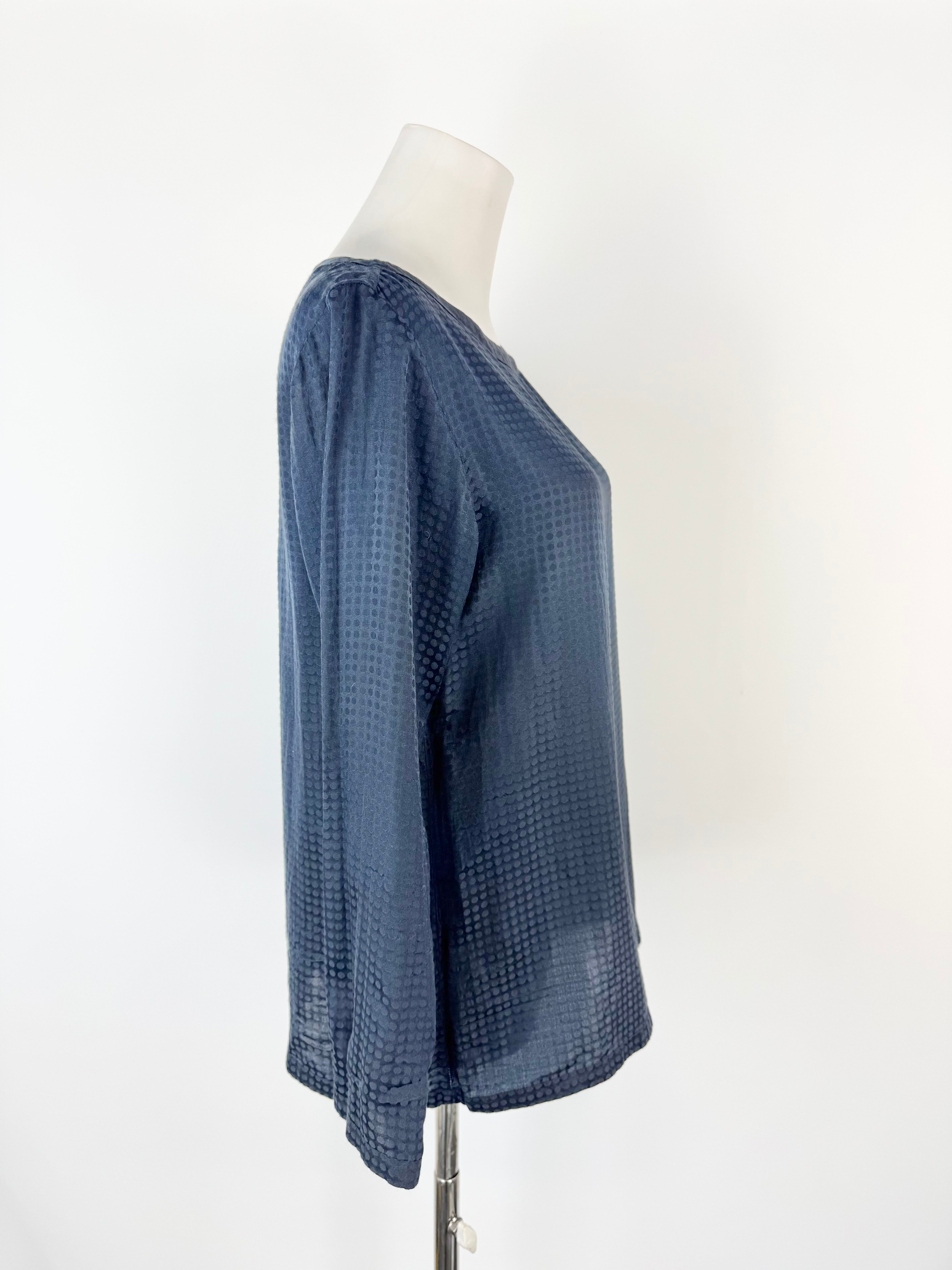 A.P.C Rue Madam Paris Blue Dot Silk & Cotton Blouse - AU8