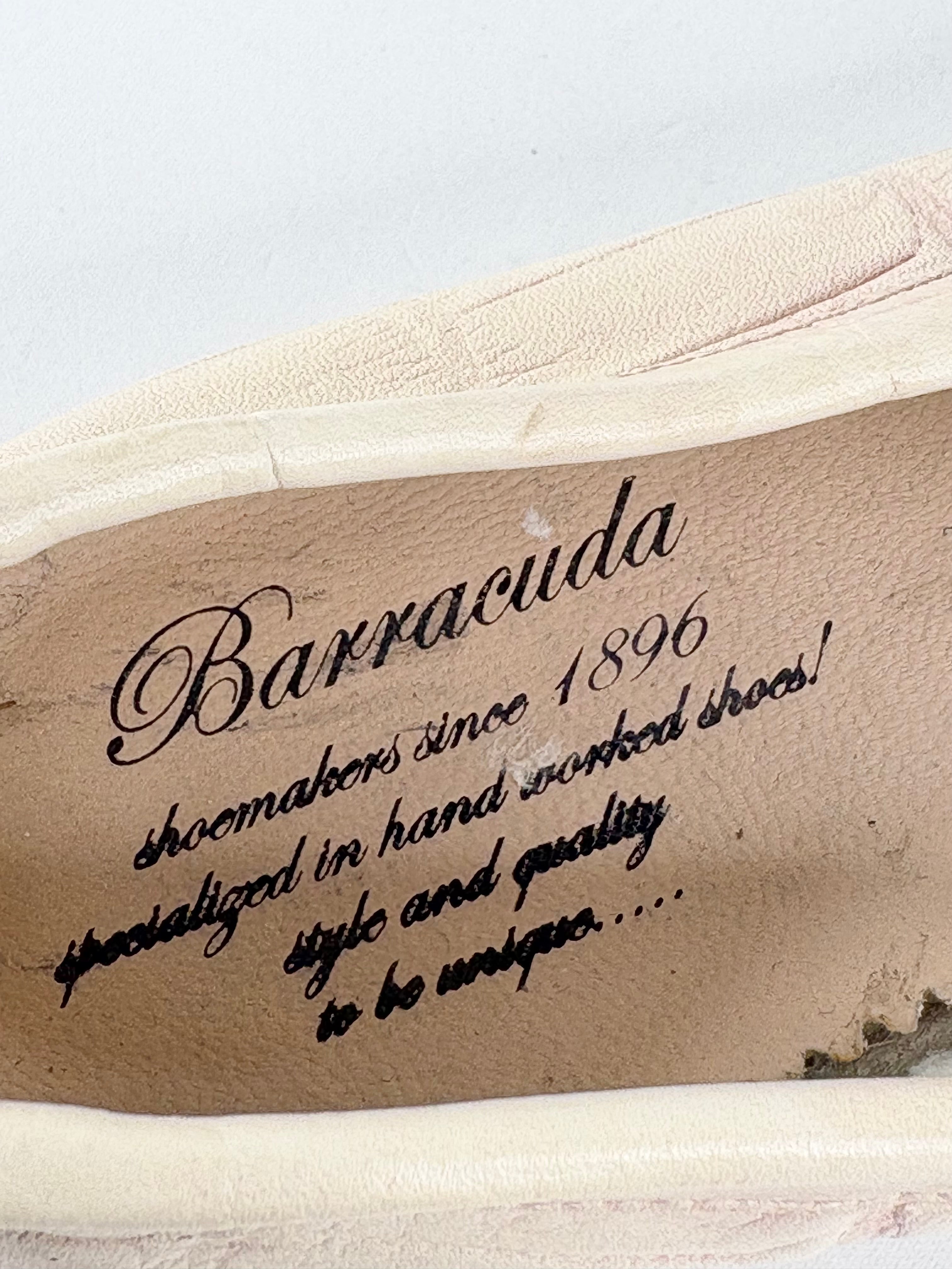 Barracuda Faded Pink & Cream Croc-Textured Leather Loafers - EU36